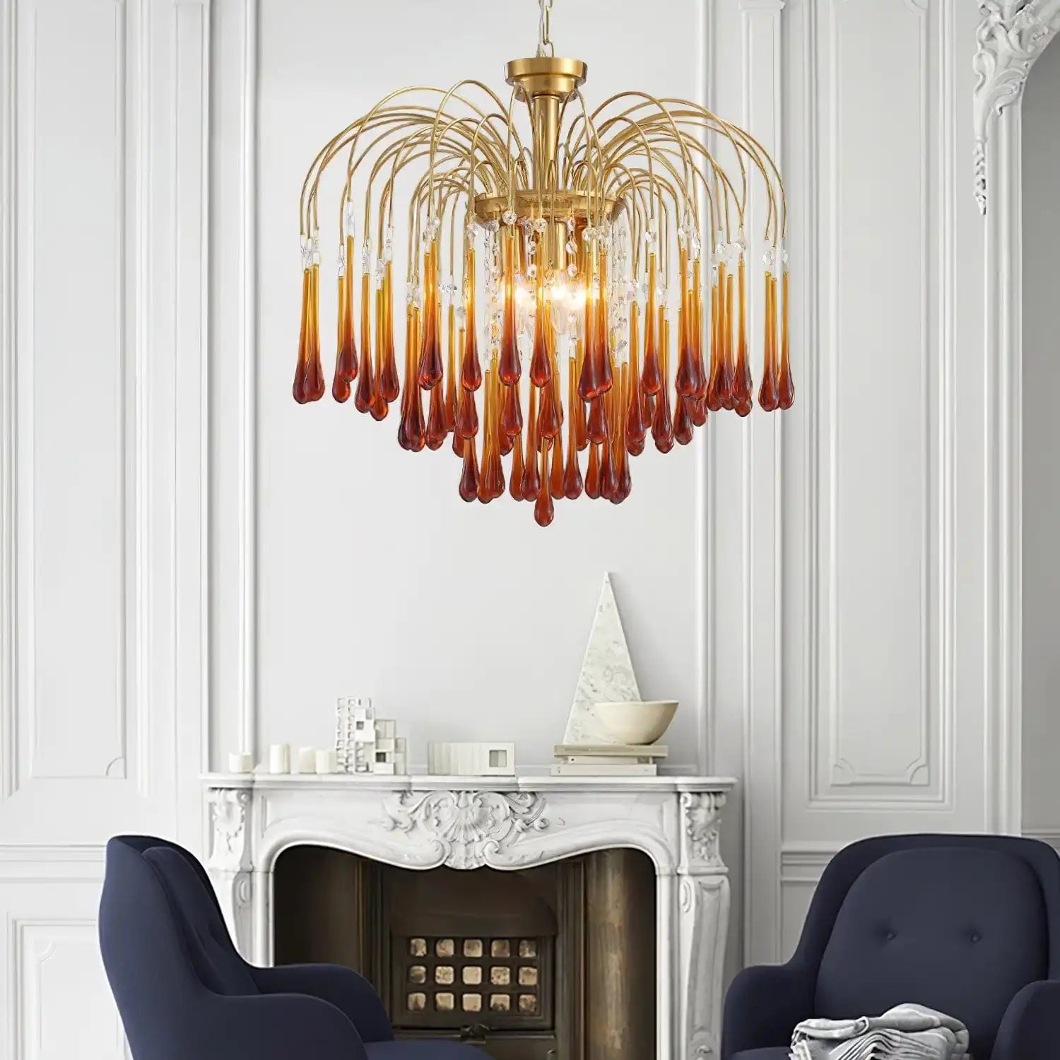 Feyran French Retro Water Drop Glass Chandelier