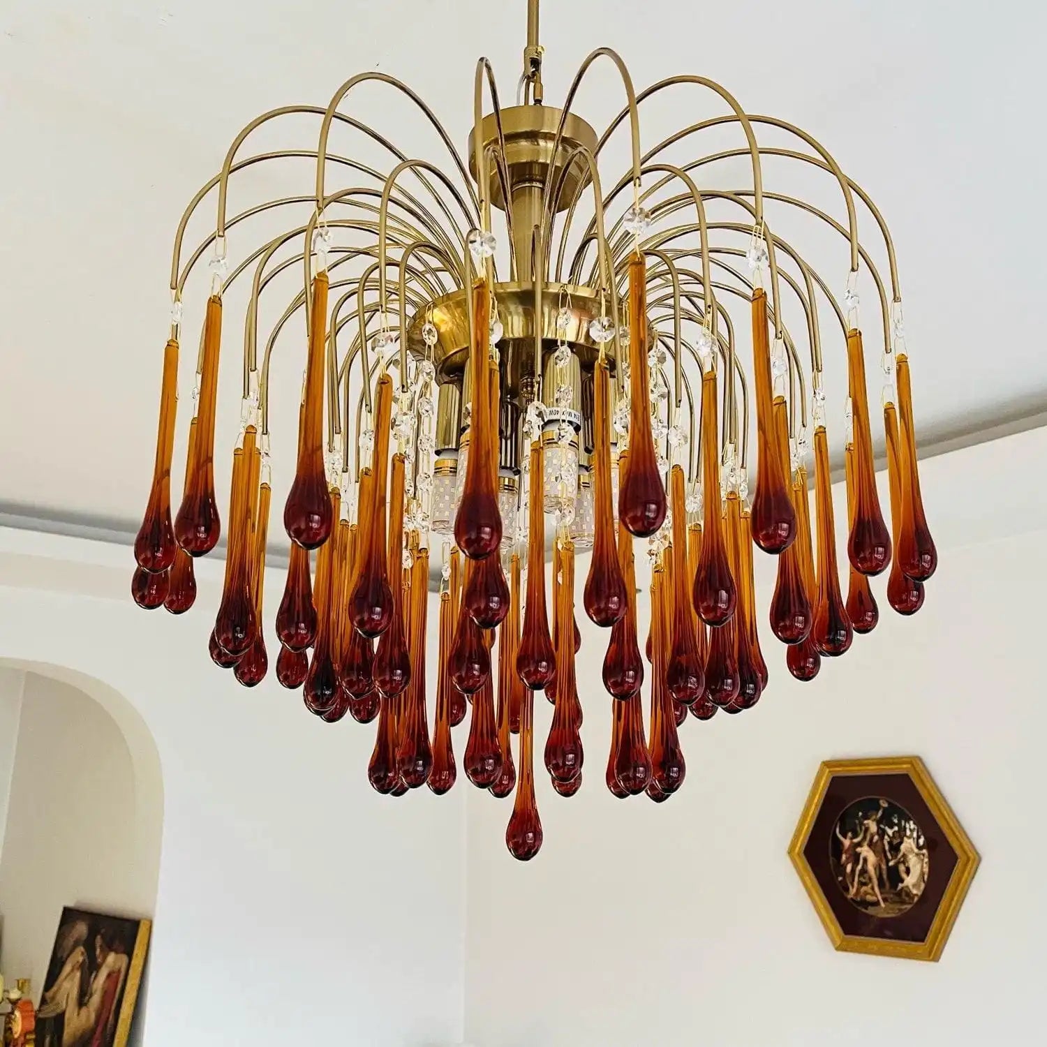 Feyran French Retro Water Drop Glass Chandelier