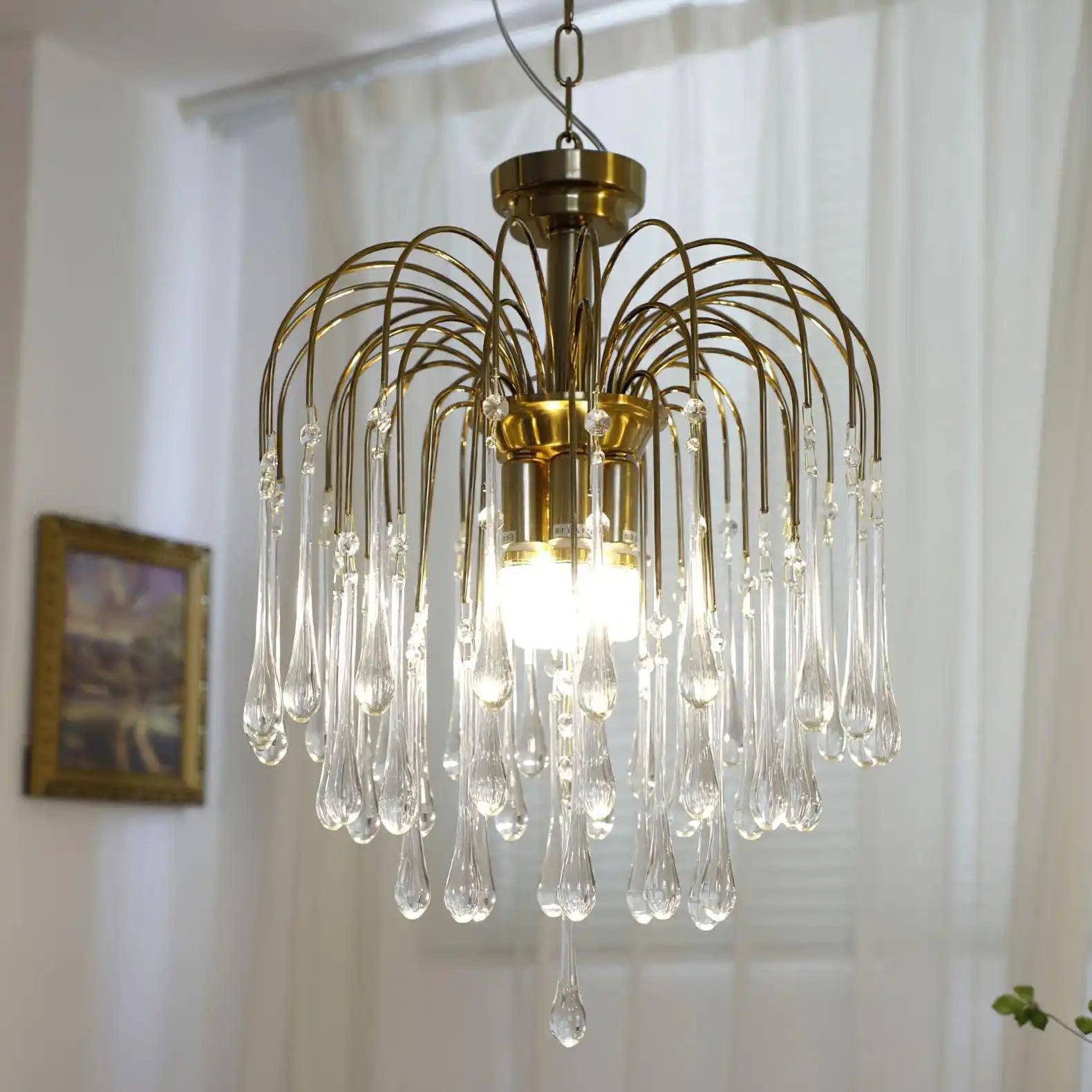 Feyran French Retro Water Drop Glass Chandelier