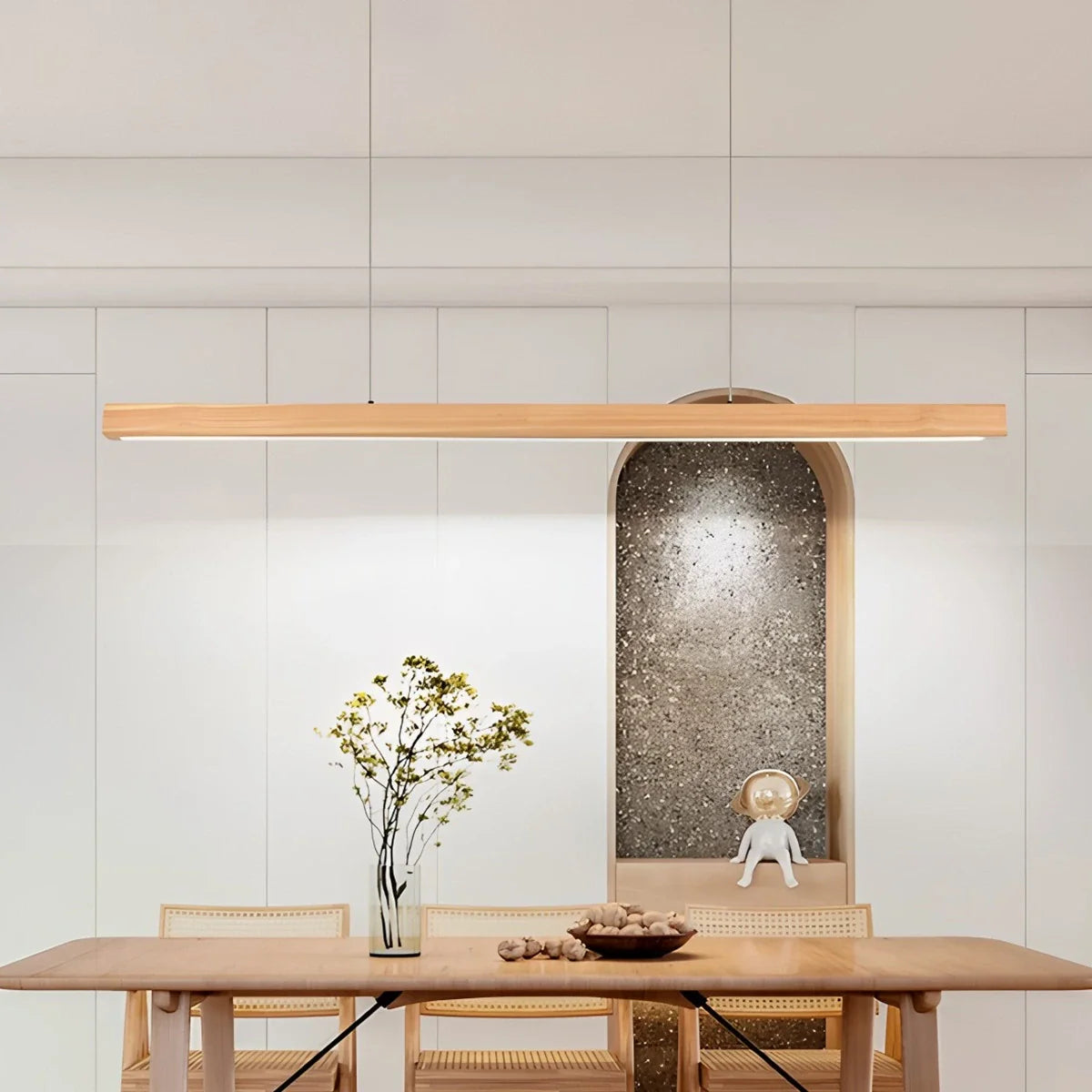 Feyran Fulbert Linear Wooden Pendant Light for Kitchen