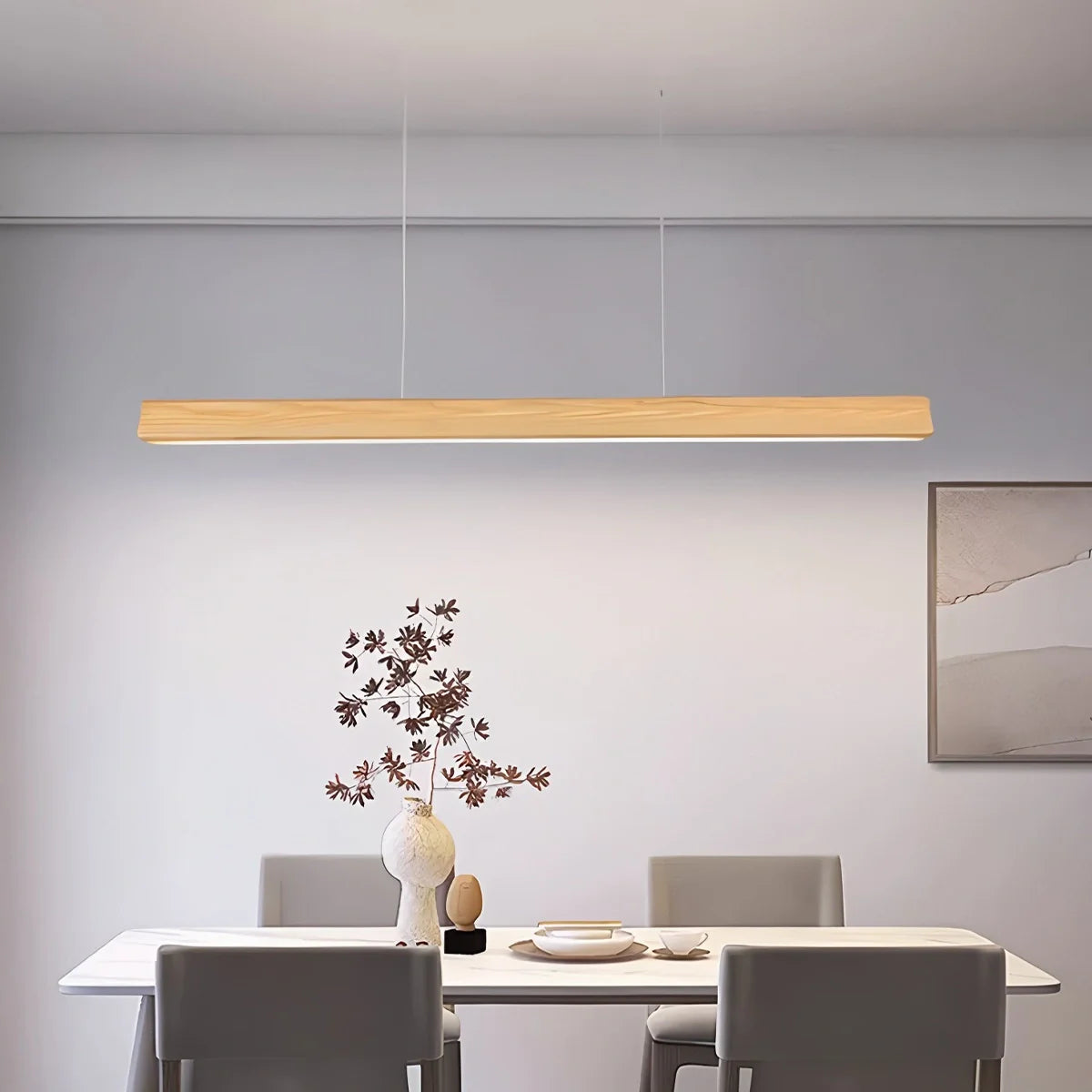 Feyran Fulbert Linear Wooden Pendant Light for Kitchen