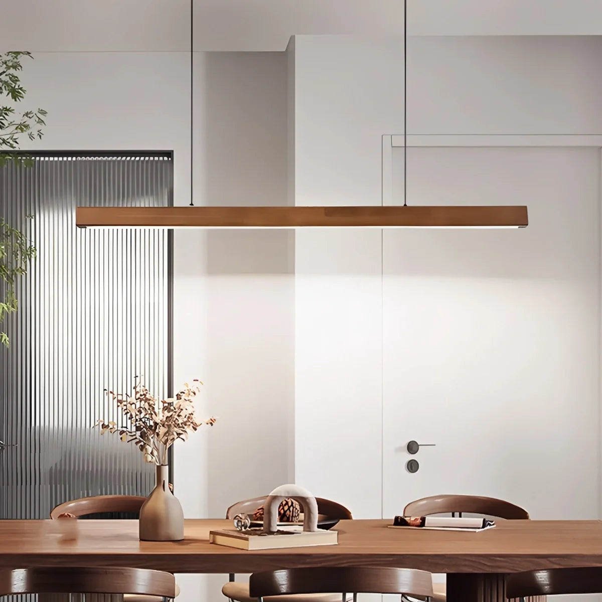 Feyran Fulbert Linear Wooden Pendant Light for Kitchen