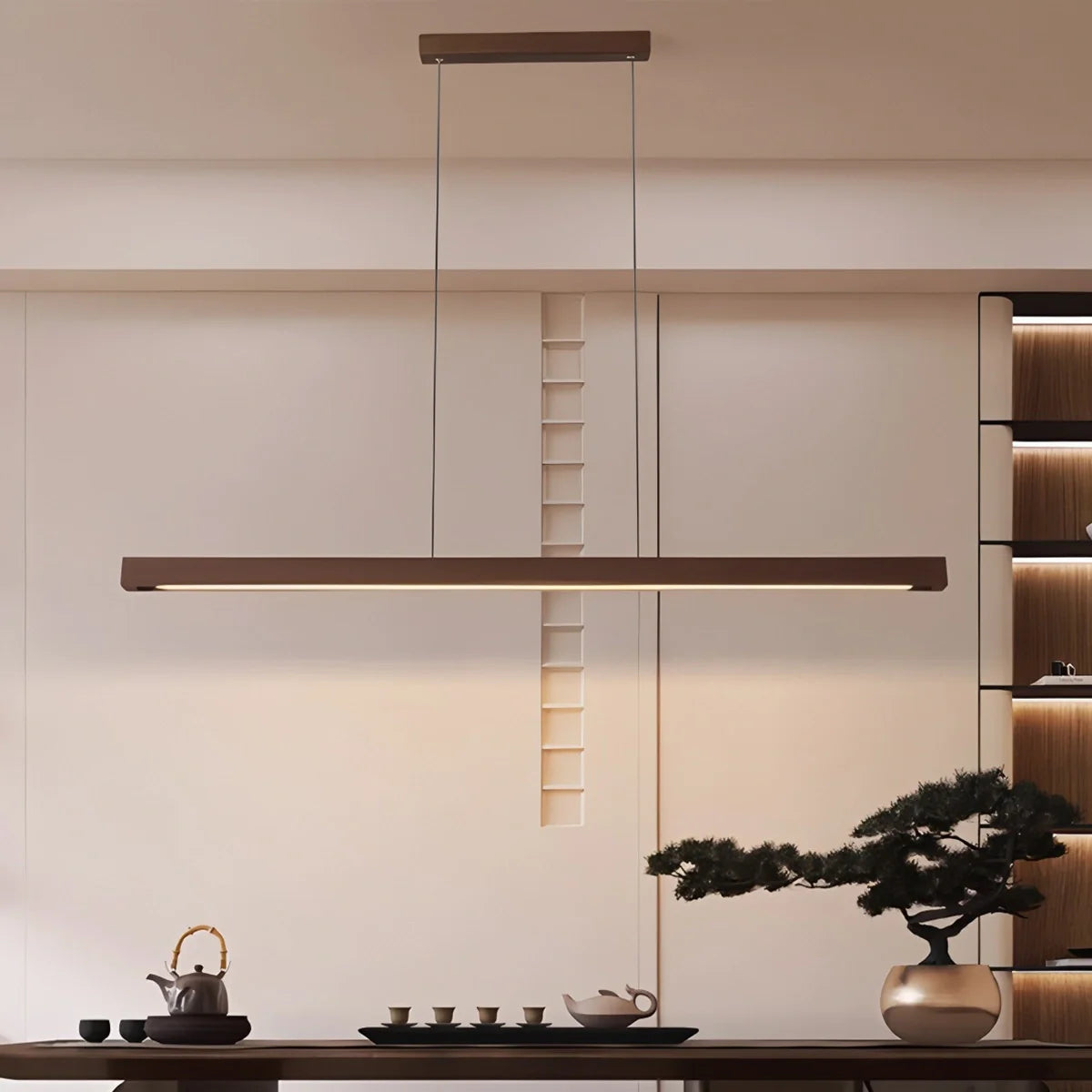 Feyran Fulbert Linear Wooden Pendant Light for Kitchen