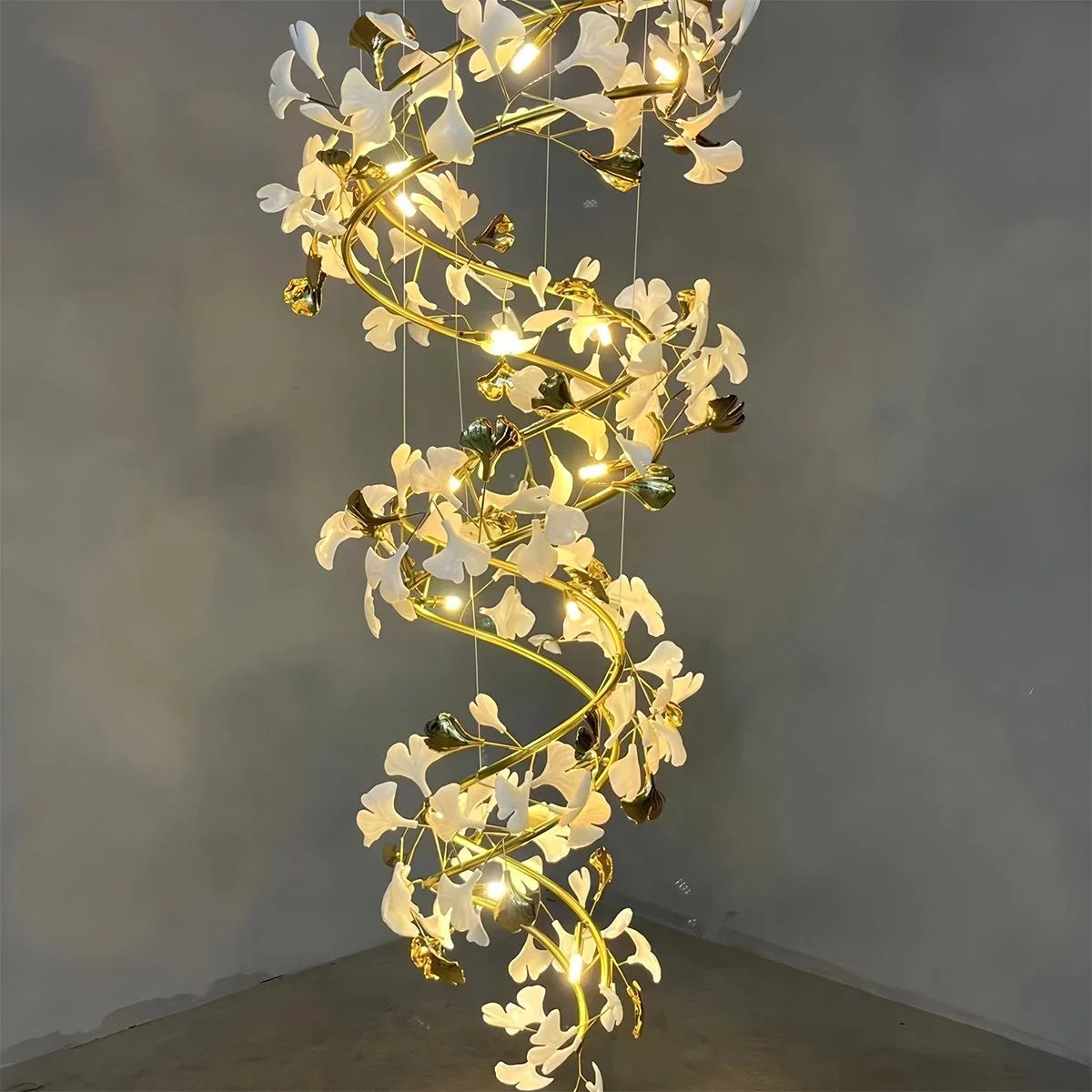 Feyran Ginkgo Chandelier Q for High Ceiling