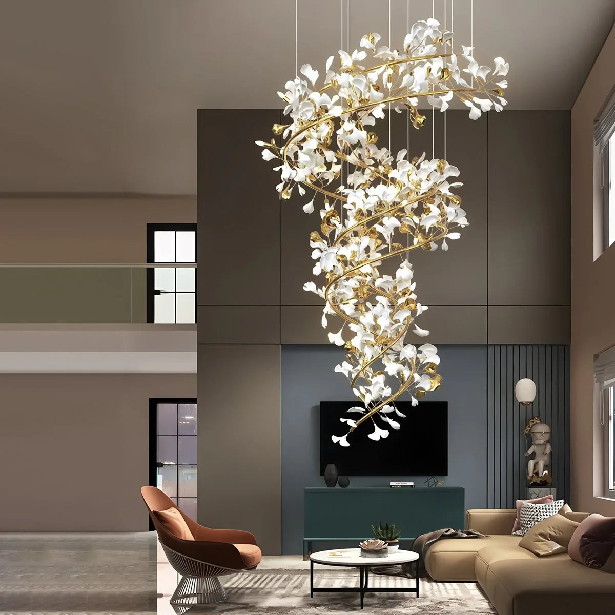 Feyran Ginkgo Chandelier Q for High Ceiling