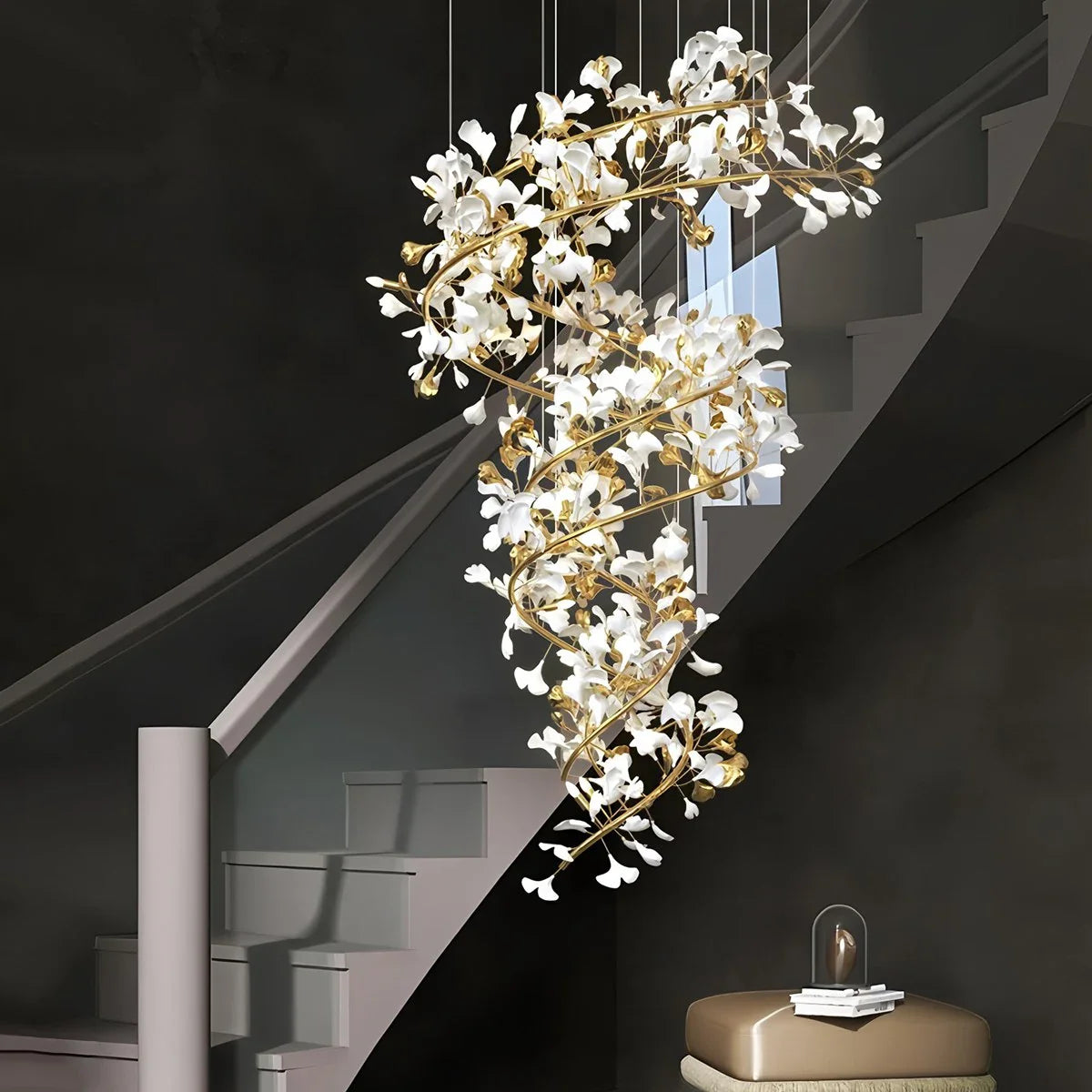 Feyran Ginkgo Chandelier Q for High Ceiling