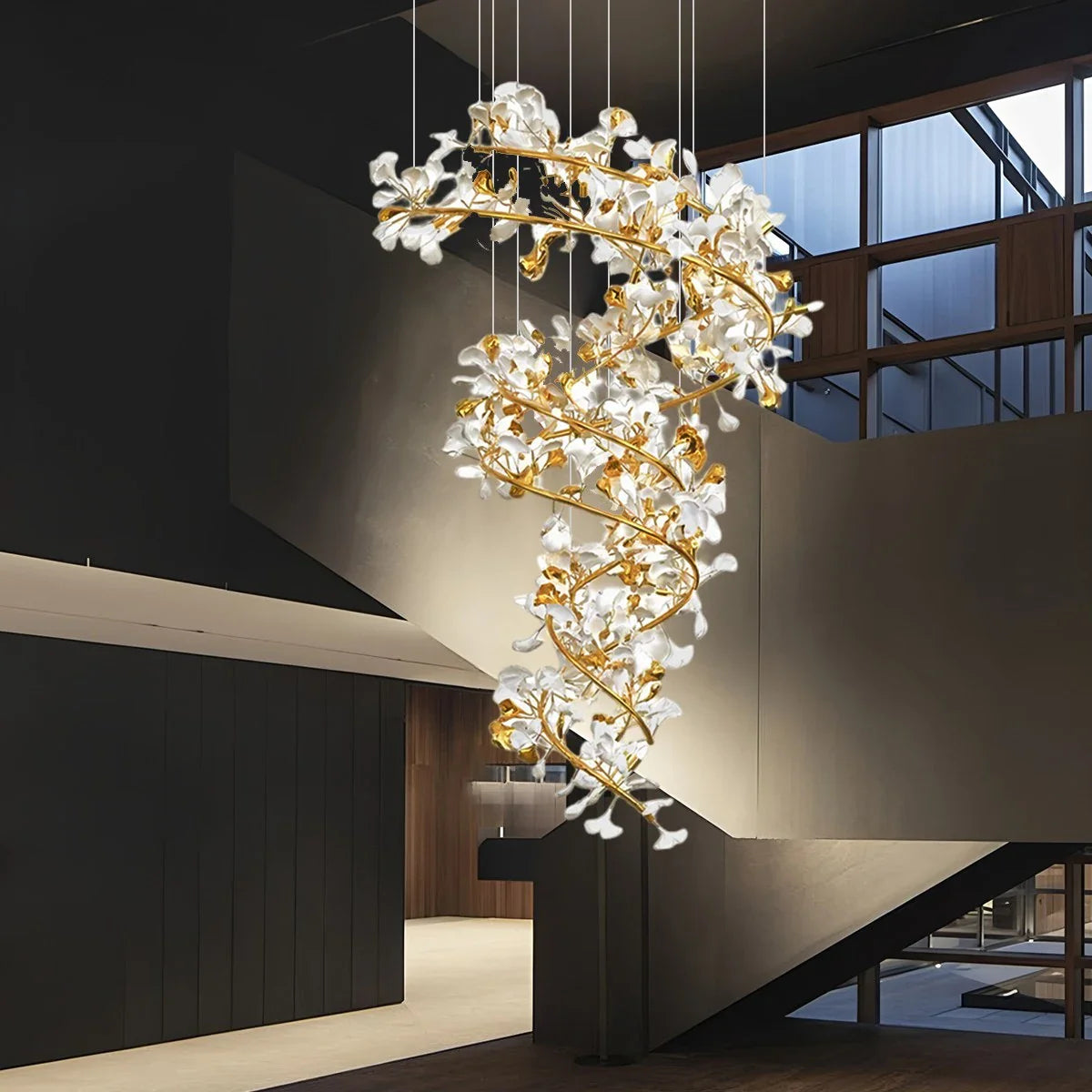 Feyran Ginkgo Chandelier Q for High Ceiling
