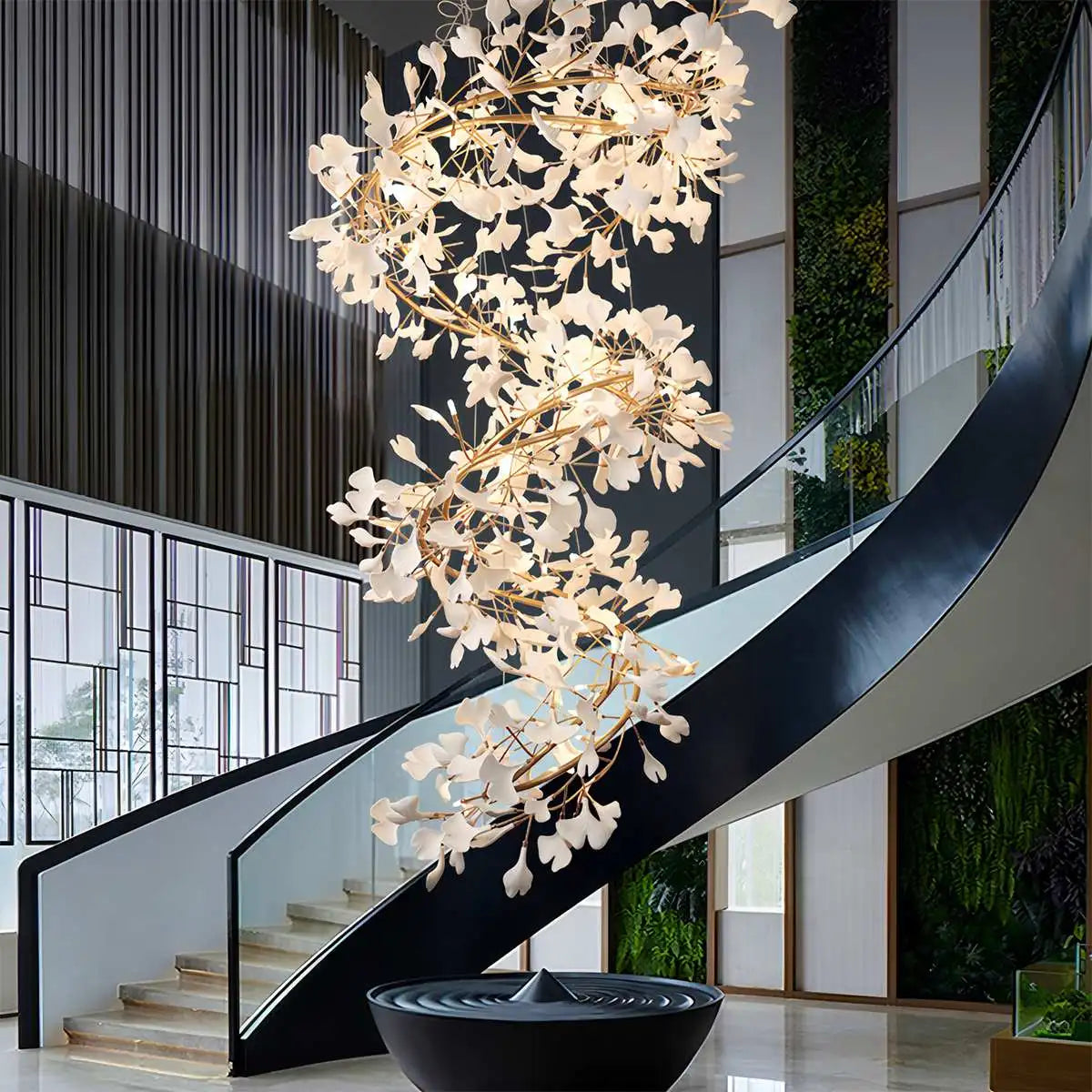 Feyran Ginkgo Chandelier Q for High Ceiling