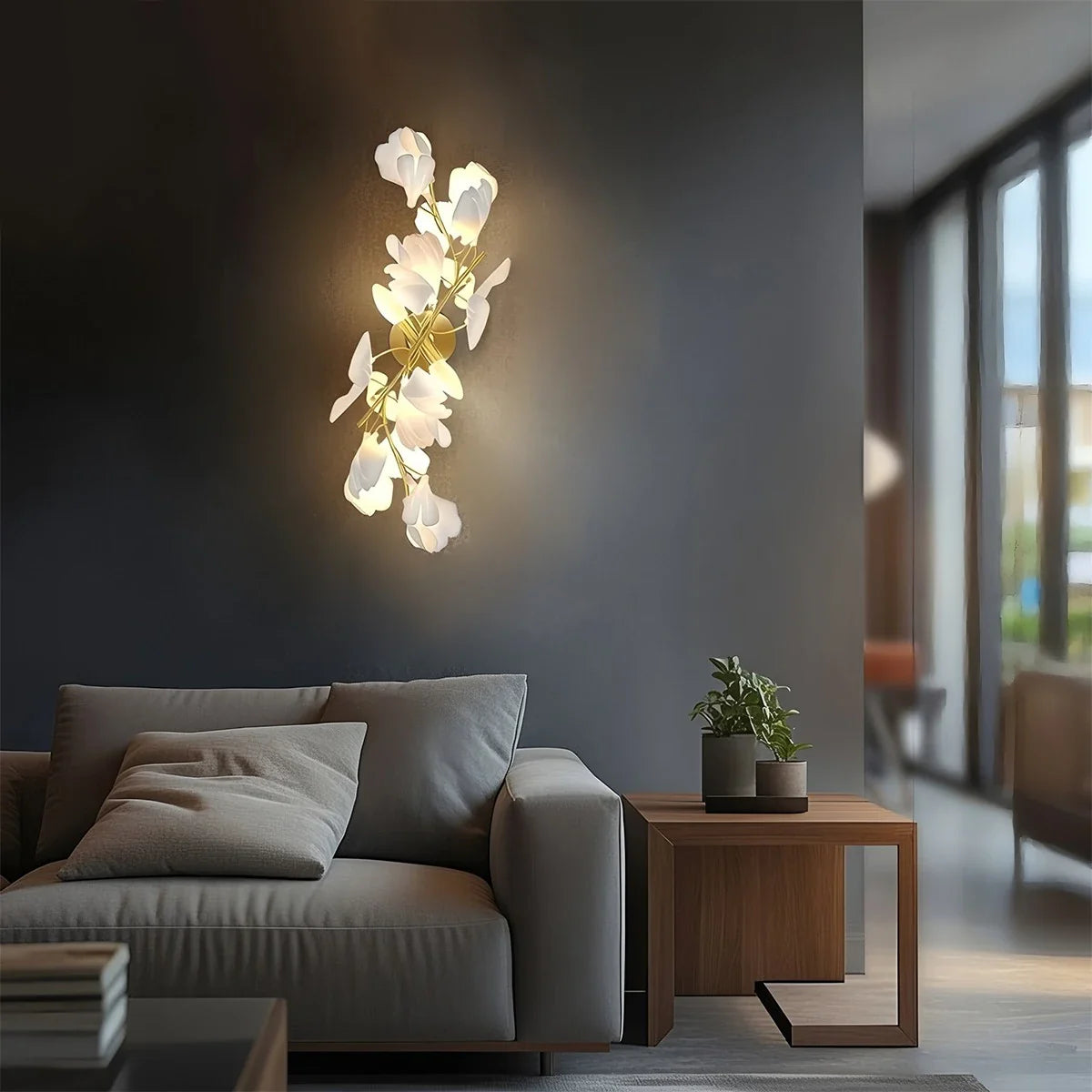 Feyran Ginkgo Flowers Wall Lamp for Living Room