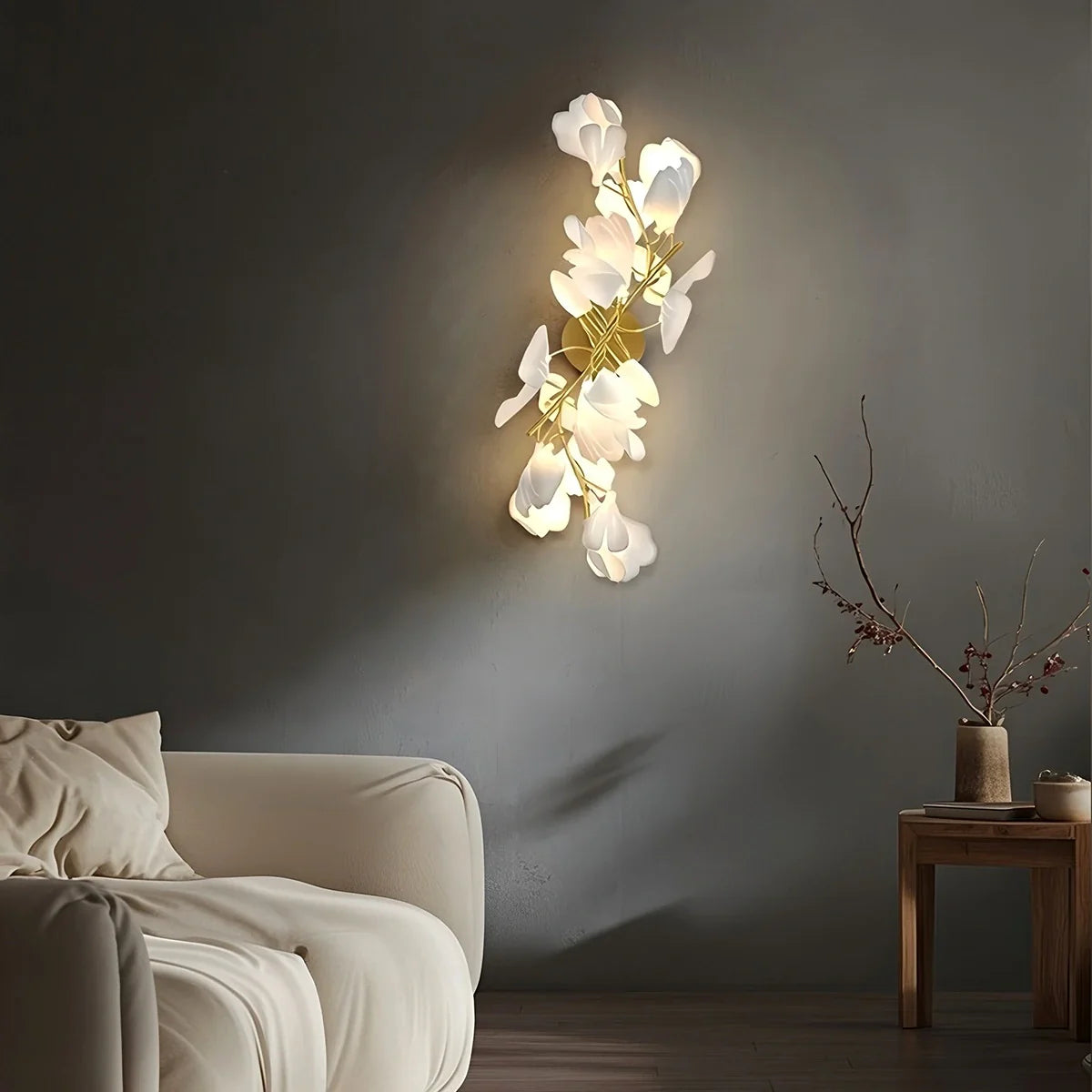 Feyran Ginkgo Flowers Wall Lamp for Living Room