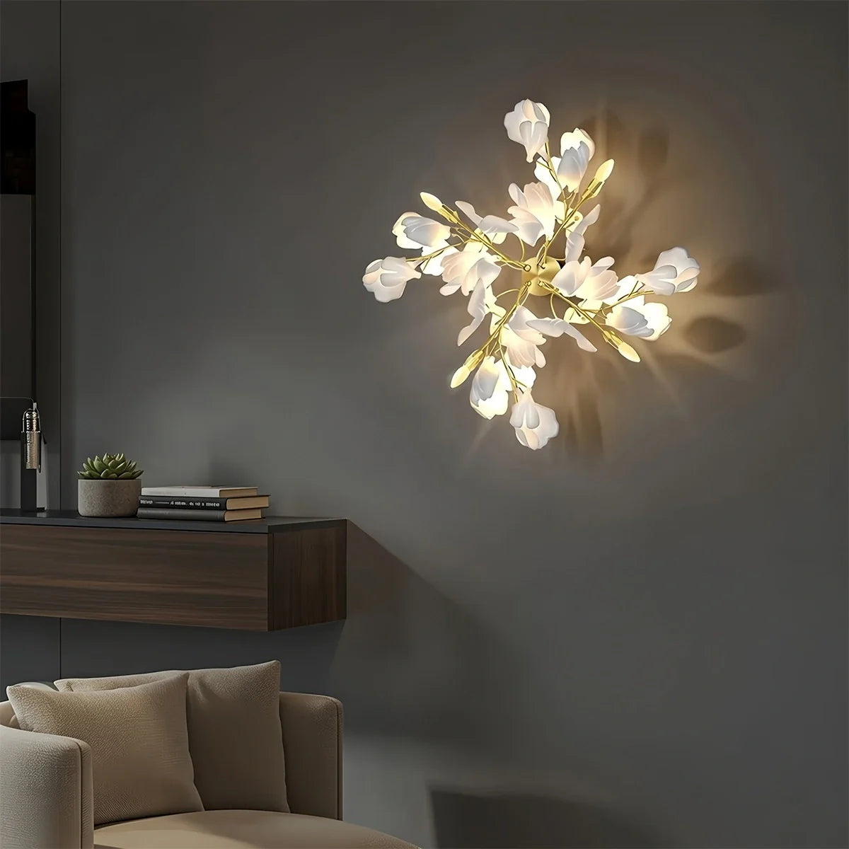 Feyran Ginkgo Flowers Wall Lamp for Living Room