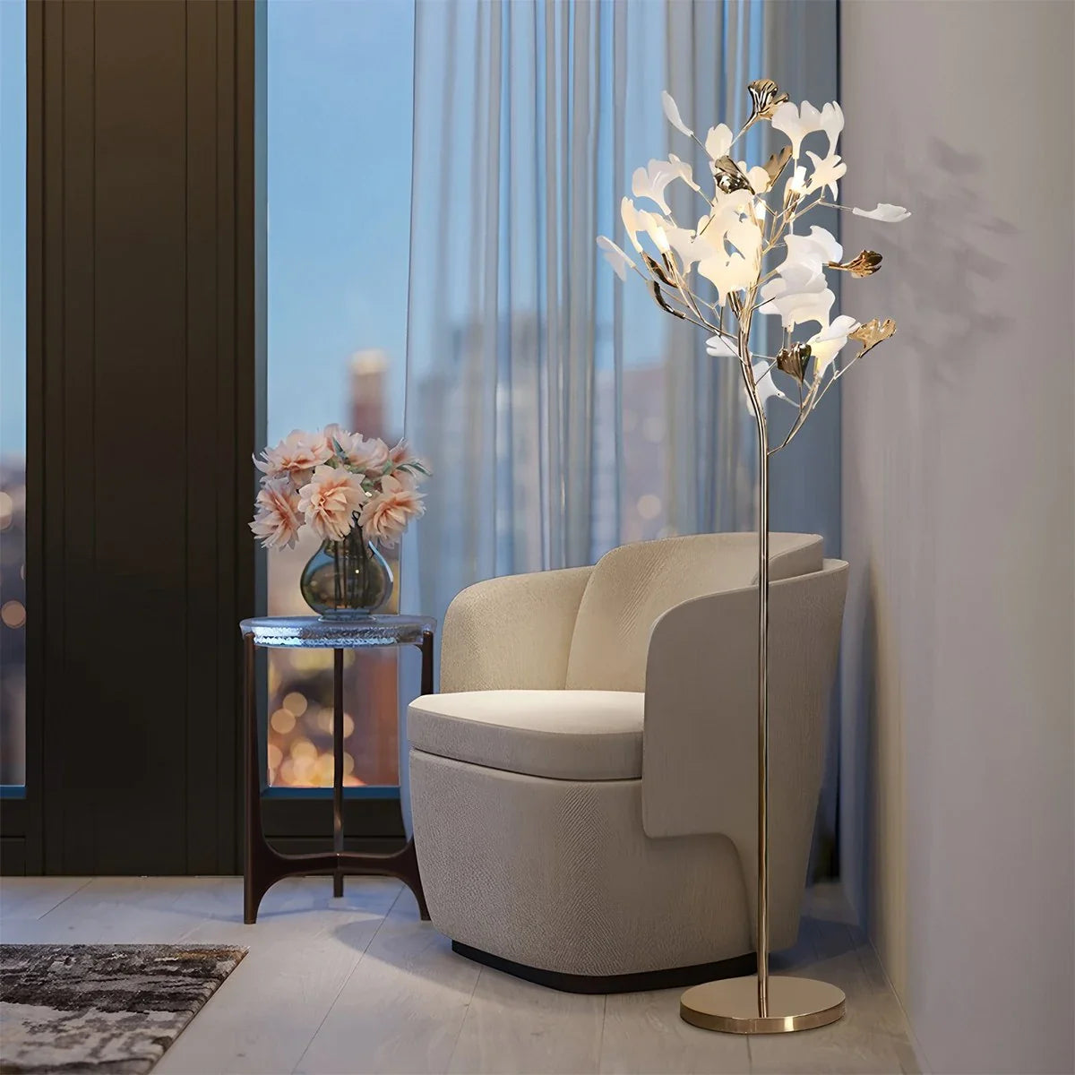 Feyran Ginkgo Leaf Floor Lamp for Living Room