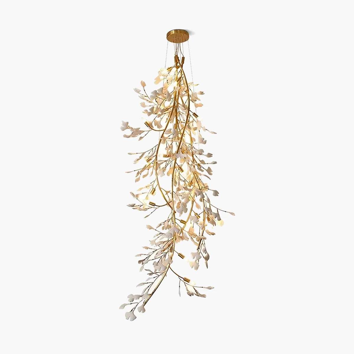 Feyran Ginkgo Long Branch Chandelier for High Ceiling
