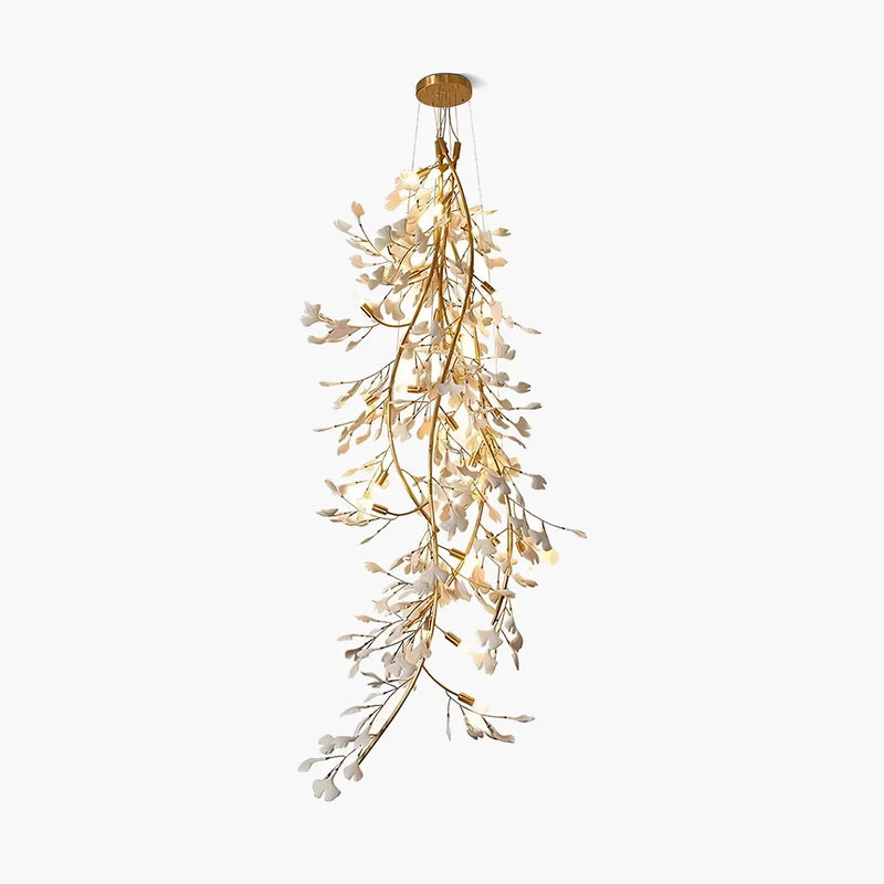 Feyran Ginkgo Long Branch Chandelier for High Ceiling