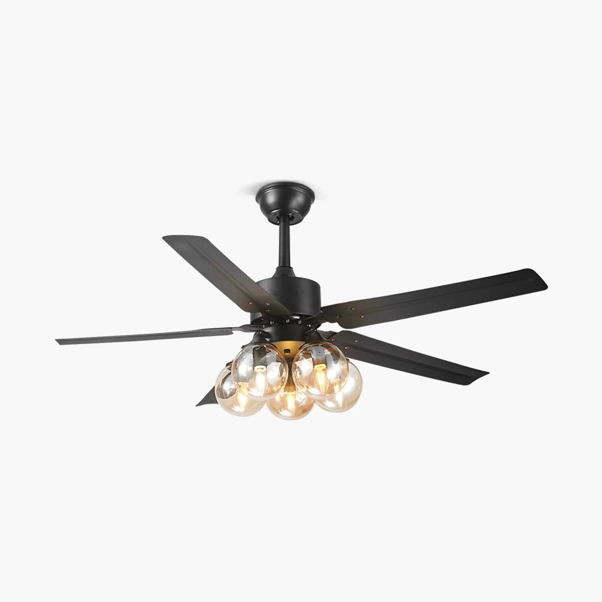 Feyran American Retro Glass Globe Ceiling Fan Light