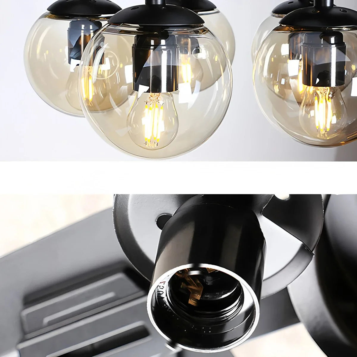 Feyran American Retro Glass Globe Ceiling Fan Light