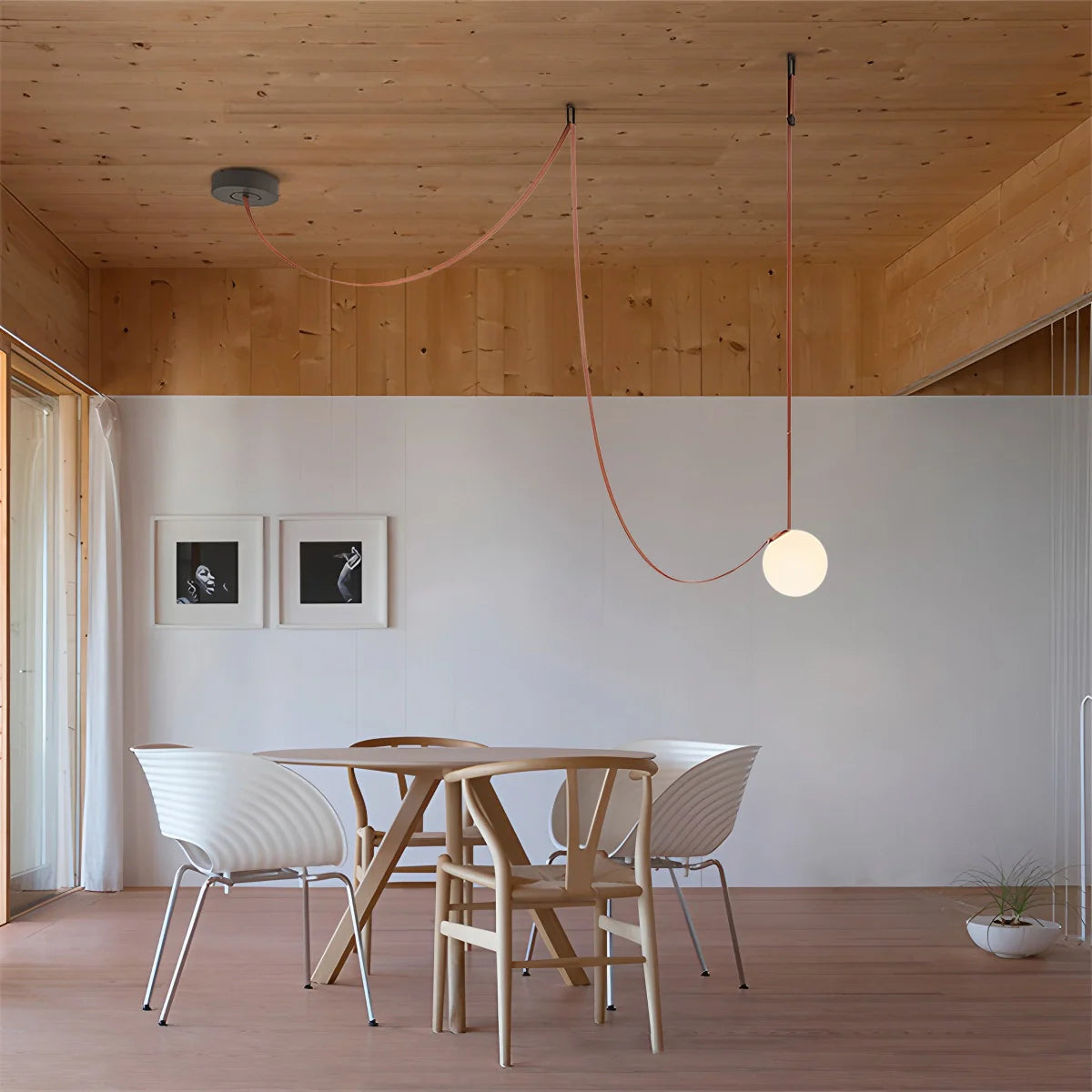 Feyran Modern Leather Strap Globe Pendant Light