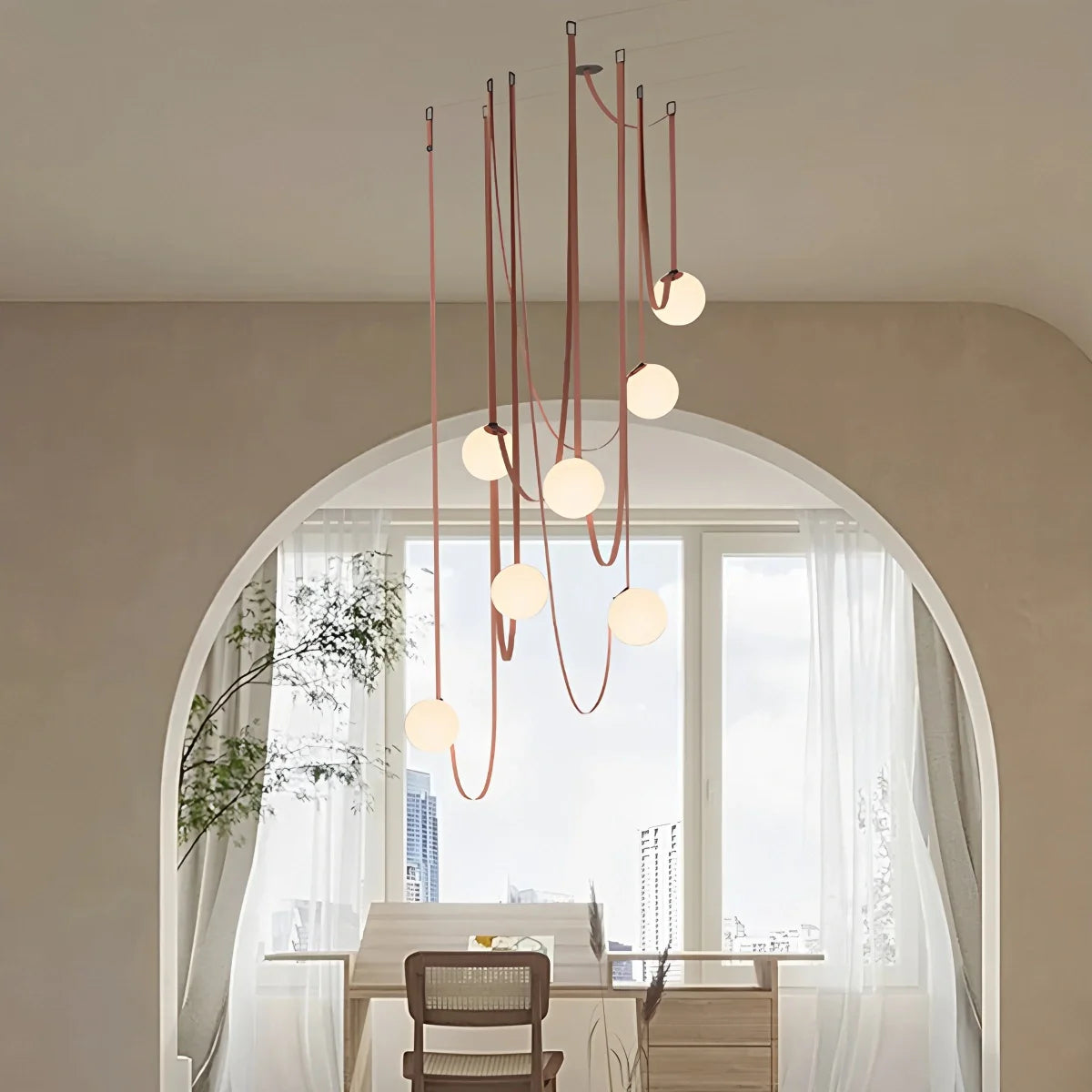 Feyran Modern Leather Strap Globe Pendant Light