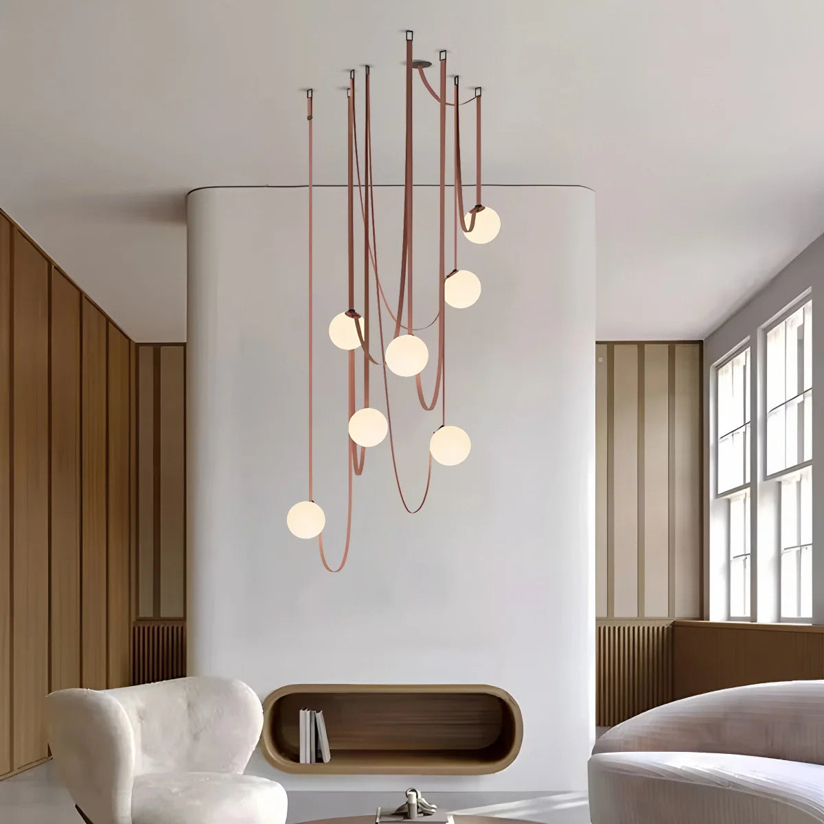 Feyran Modern Leather Strap Globe Pendant Light