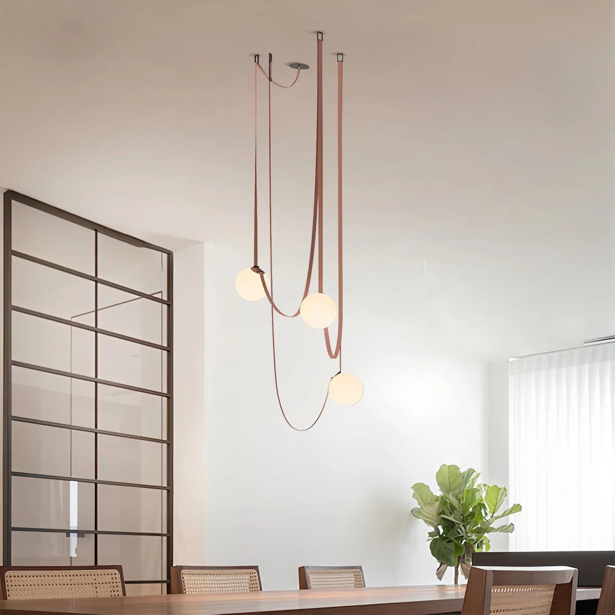 Feyran Modern Leather Strap Globe Pendant Light
