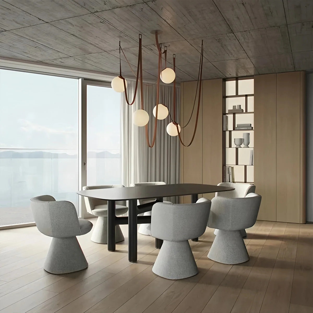 Feyran Modern Leather Strap Globe Pendant Light