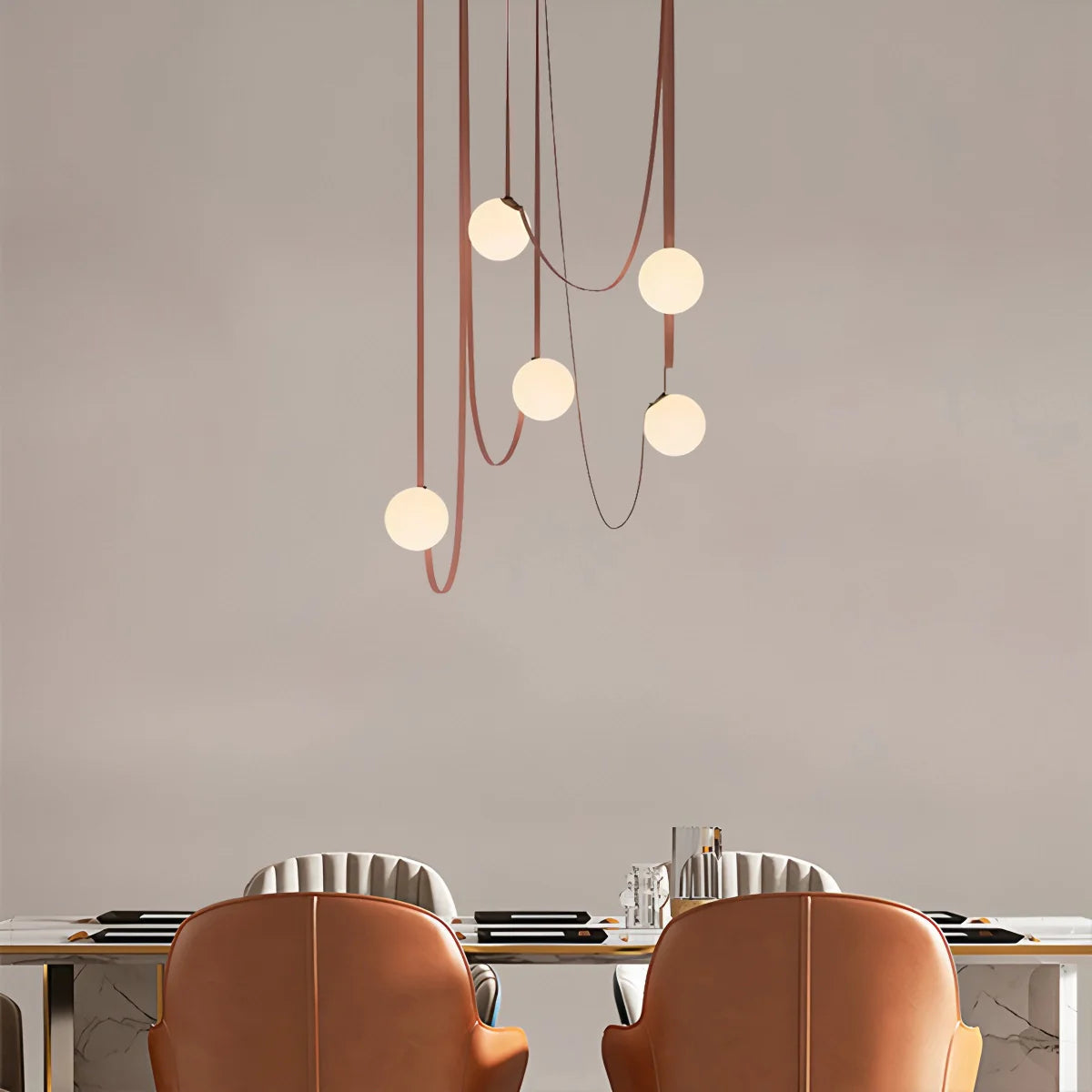 Feyran Modern Leather Strap Globe Pendant Light