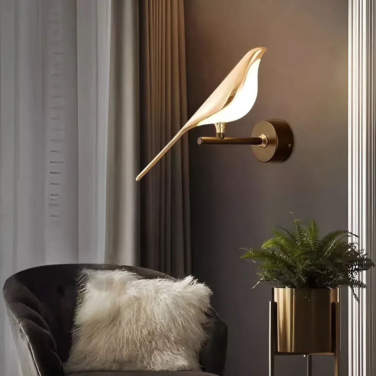 Feyran Gold Birds Wall Sconce for Bedroom