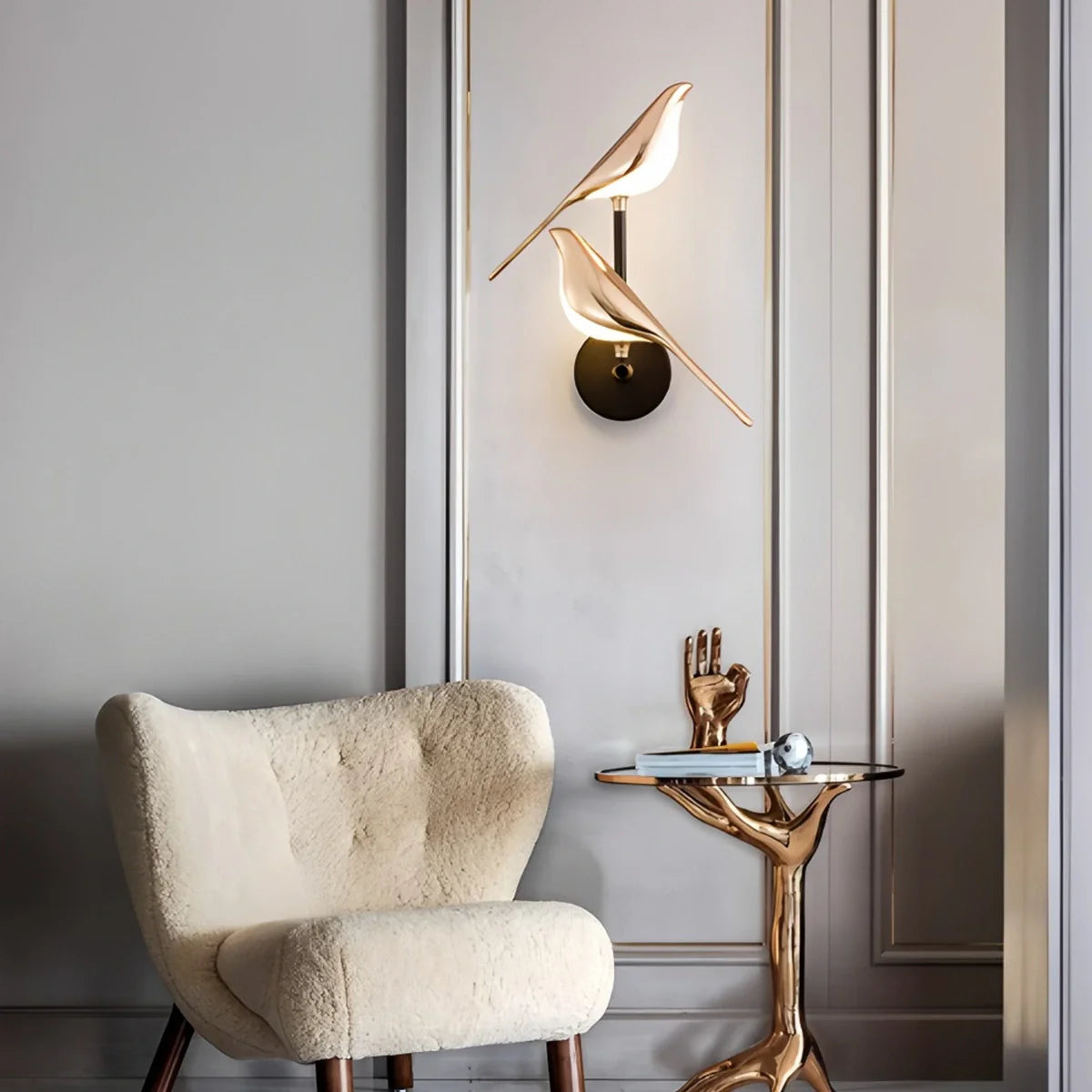 Feyran Gold Birds Wall Sconce for Bedroom