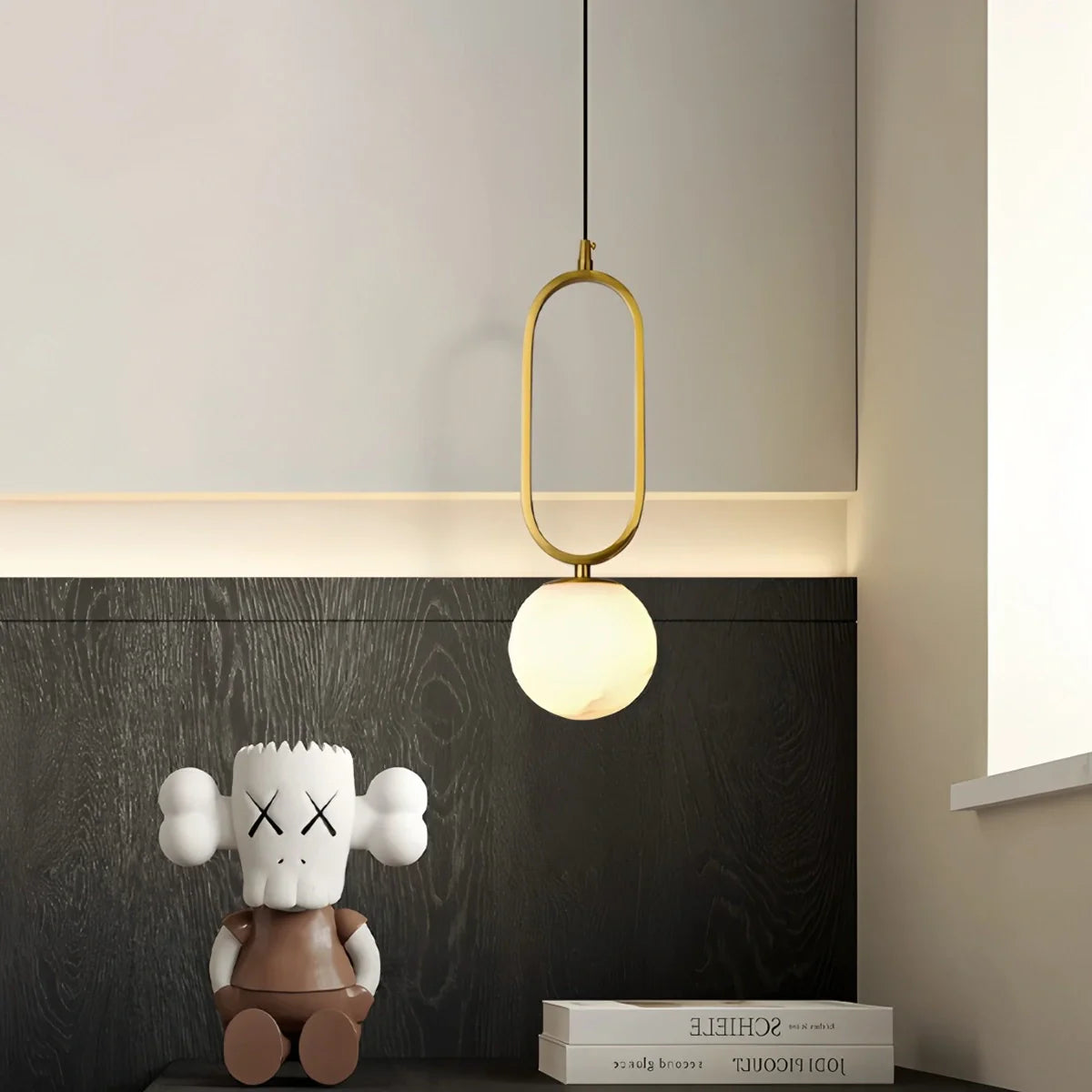 Feyran Gong Alabaster Globe Pendant Light for Bedroom