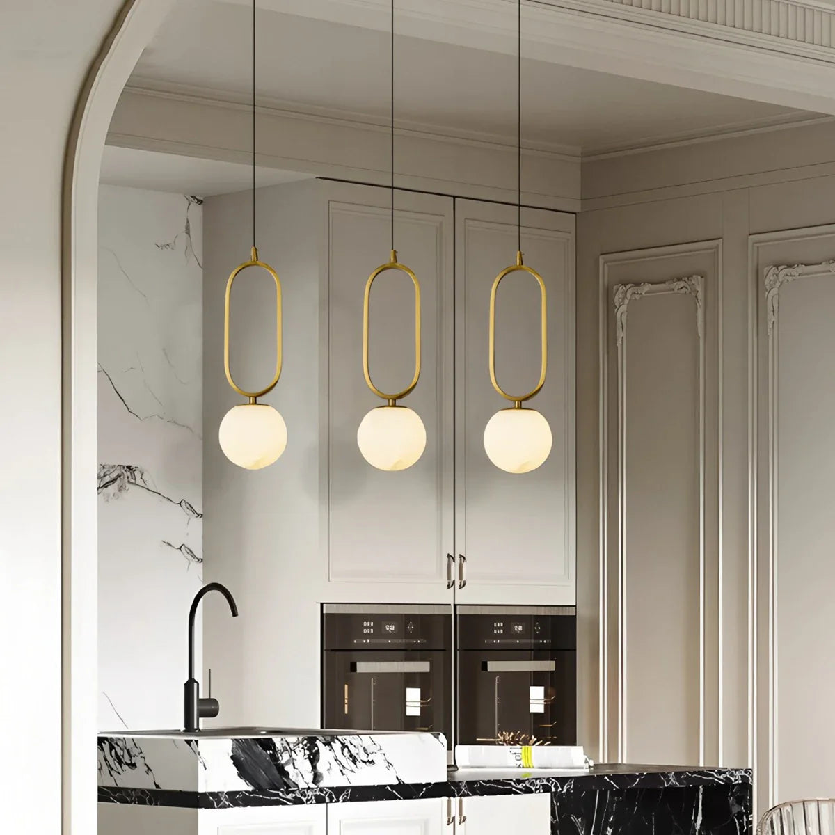 Feyran Gong Alabaster Globe Pendant Light for Bedroom