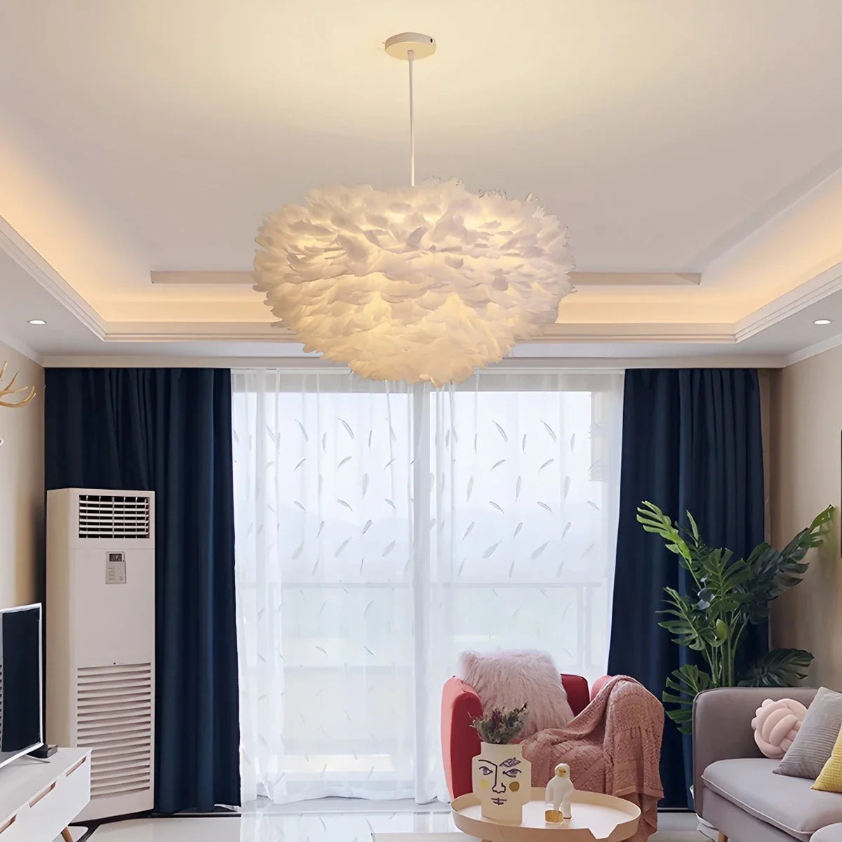 Feyran Goose Feather Pendant Light for Bedroom