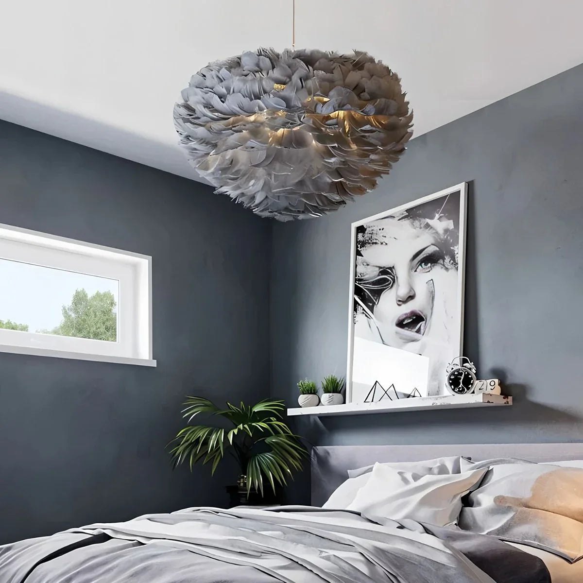 Feyran Goose Feather Pendant Light for Bedroom
