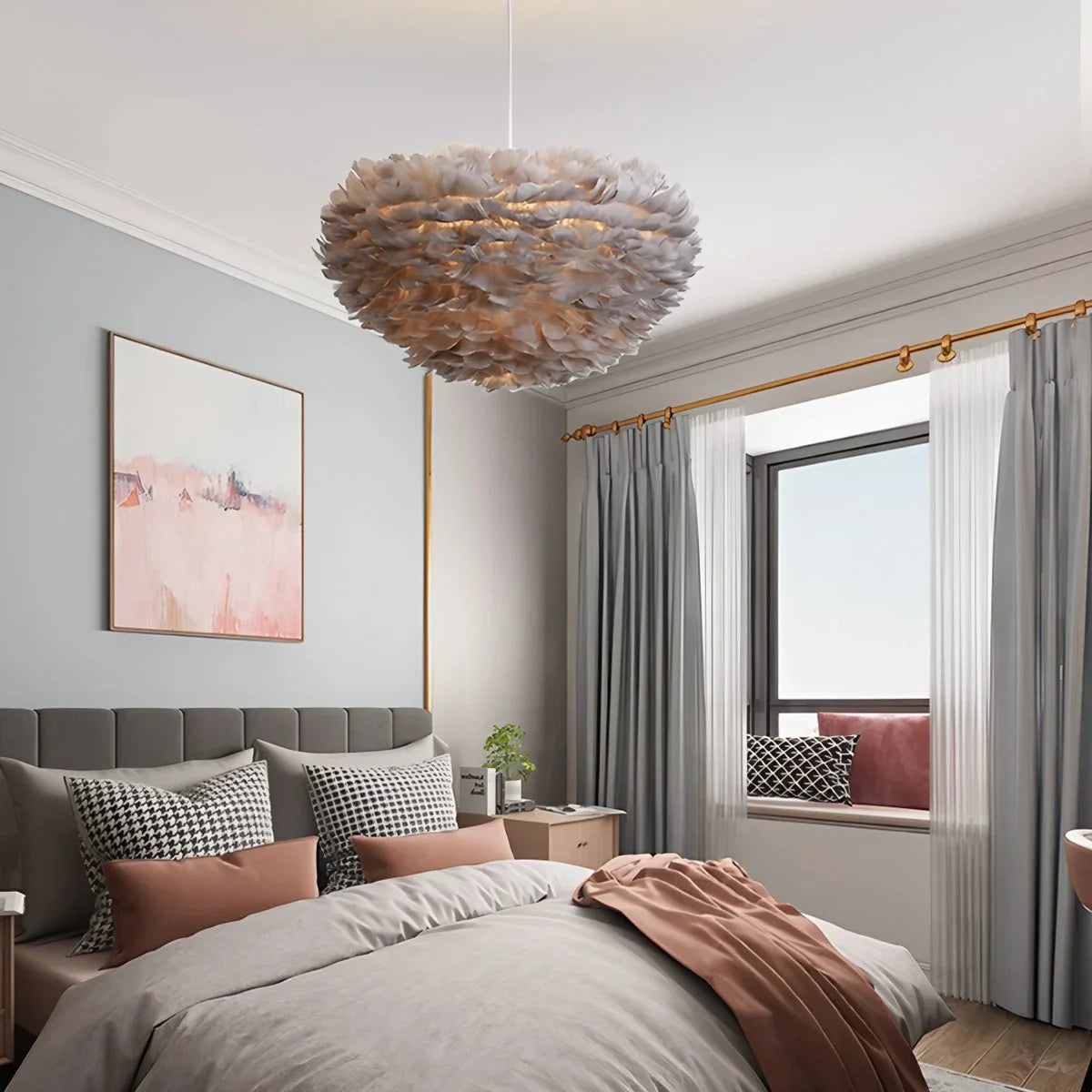 Feyran Goose Feather Pendant Light for Bedroom