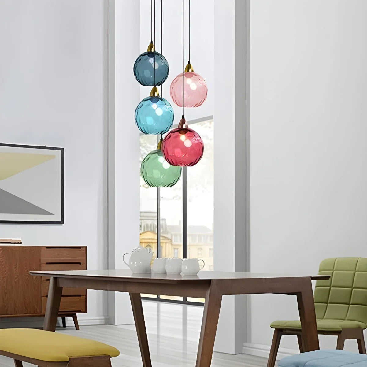 Feyran Colorful Glass Ball Pendant Light for Living Room