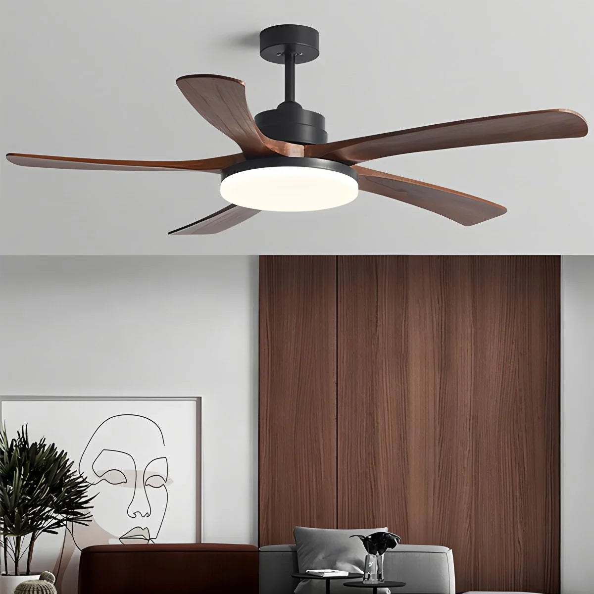 Feyran High Wind Solid Wood Ceiling Fan Light