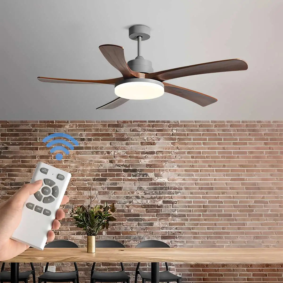 Feyran High Wind Solid Wood Ceiling Fan Light