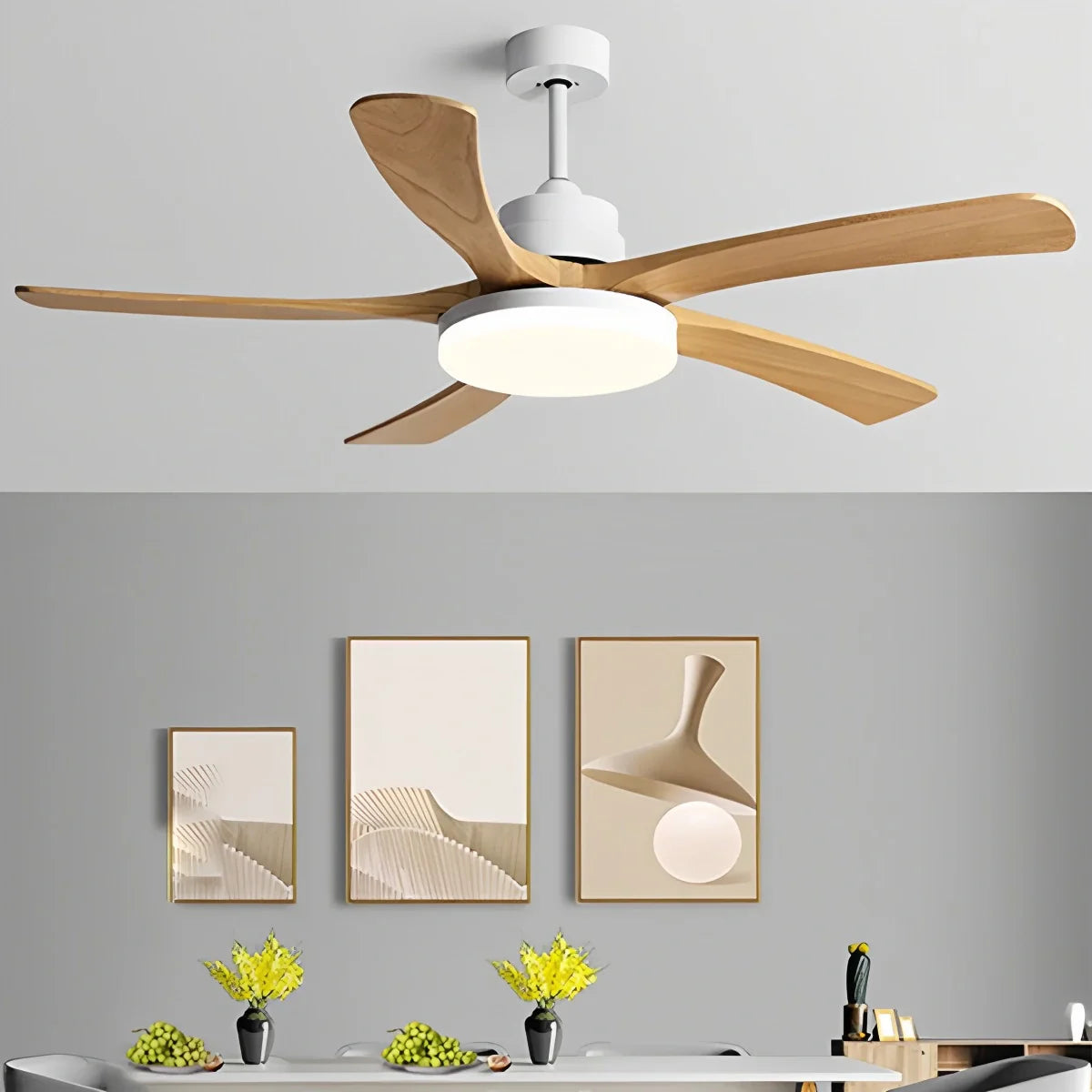Feyran High Wind Solid Wood Ceiling Fan Light