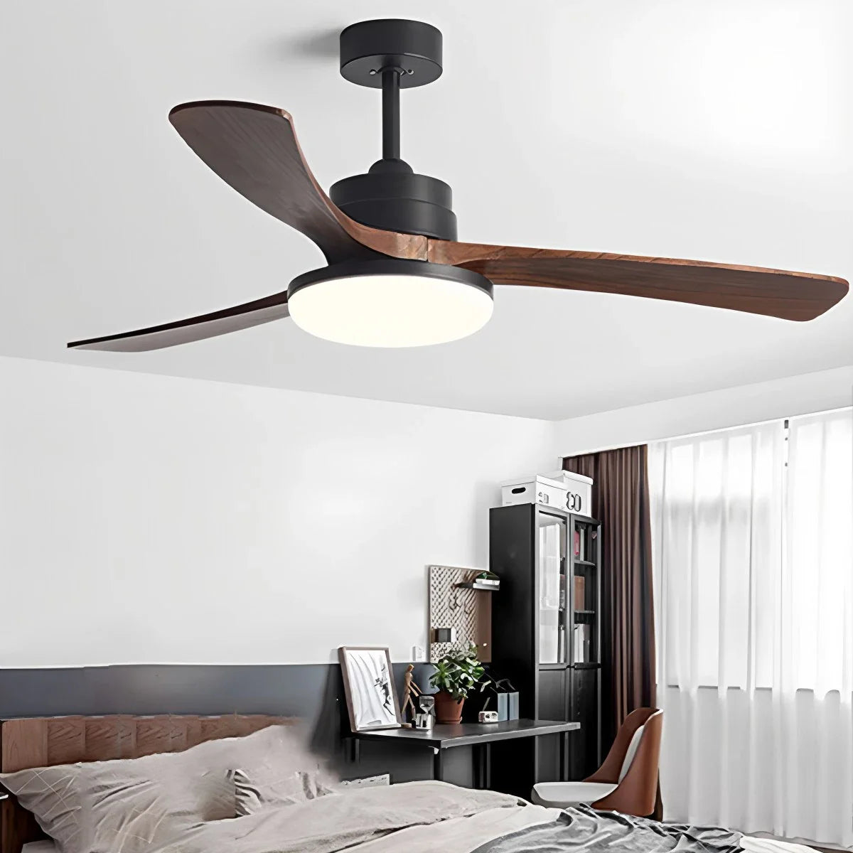 Feyran High Wind Solid Wood Ceiling Fan Light
