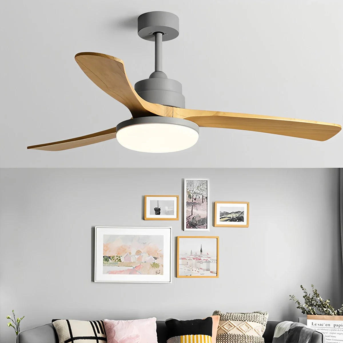 Feyran High Wind Solid Wood Ceiling Fan Light