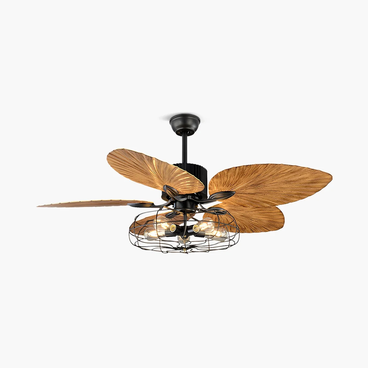 Feyran Industrial Tropical Palm Leaves Ceiling Fan Light