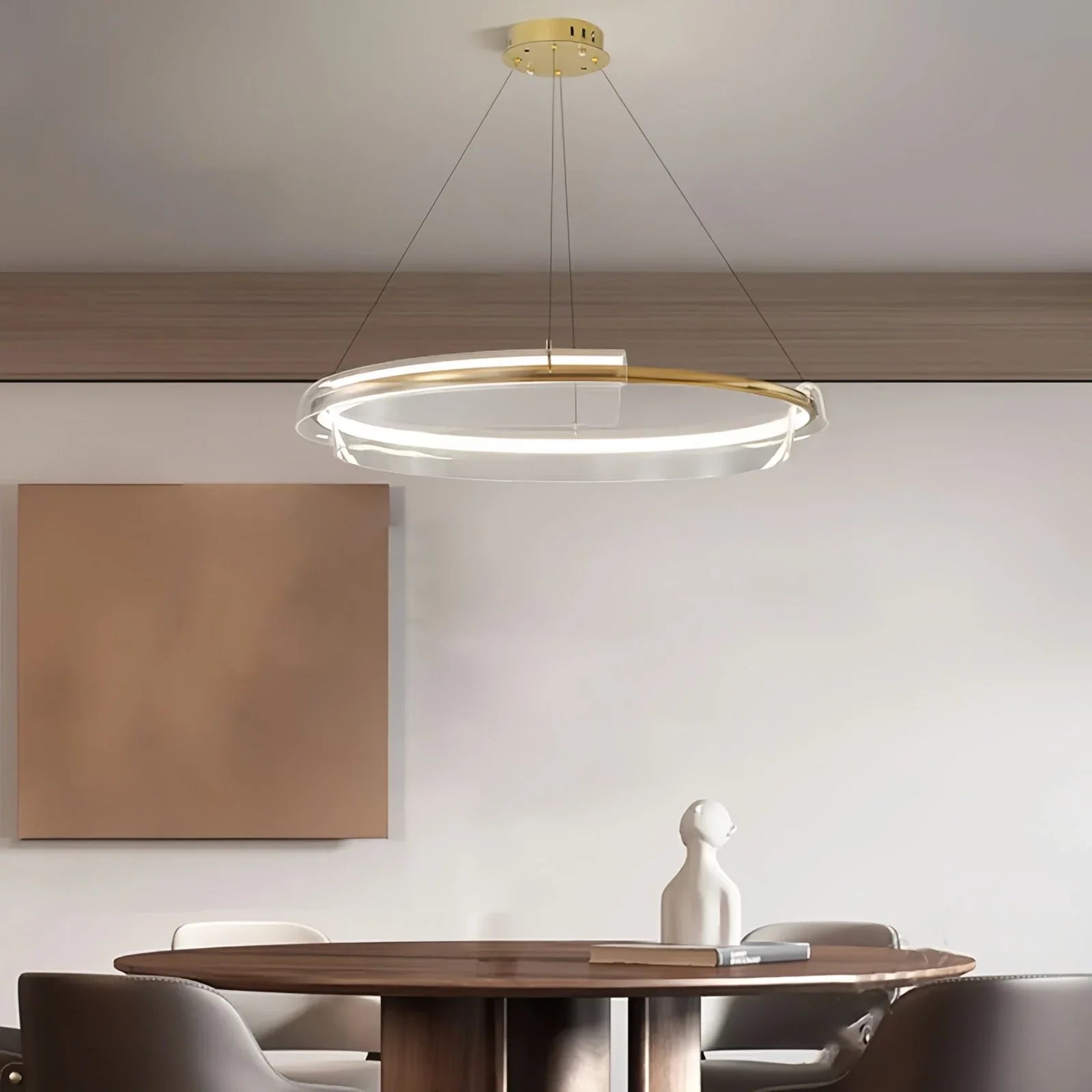 Feyran Iron Acrylic Circular Chandelier for Living Room