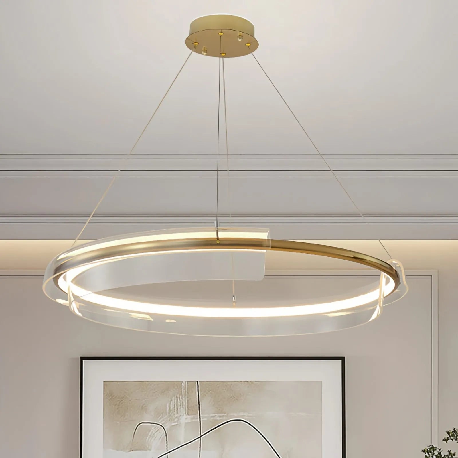 Feyran Iron Acrylic Circular Chandelier for Living Room