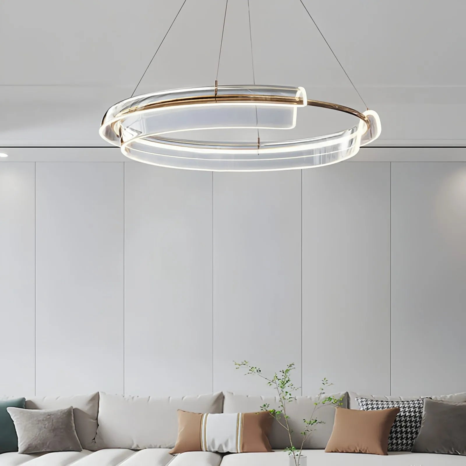 Feyran Iron Acrylic Circular Chandelier for Living Room