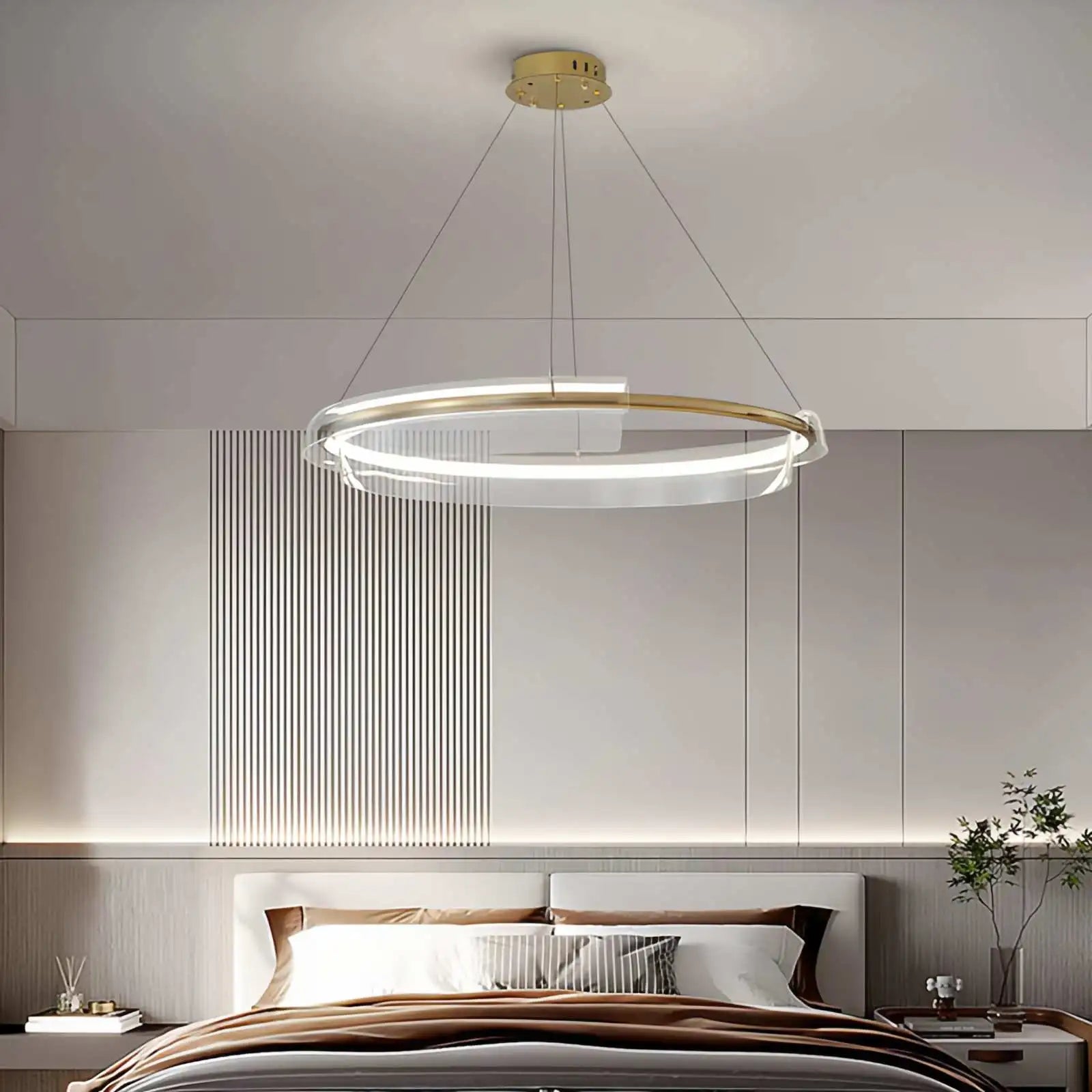Feyran Iron Acrylic Circular Chandelier for Living Room