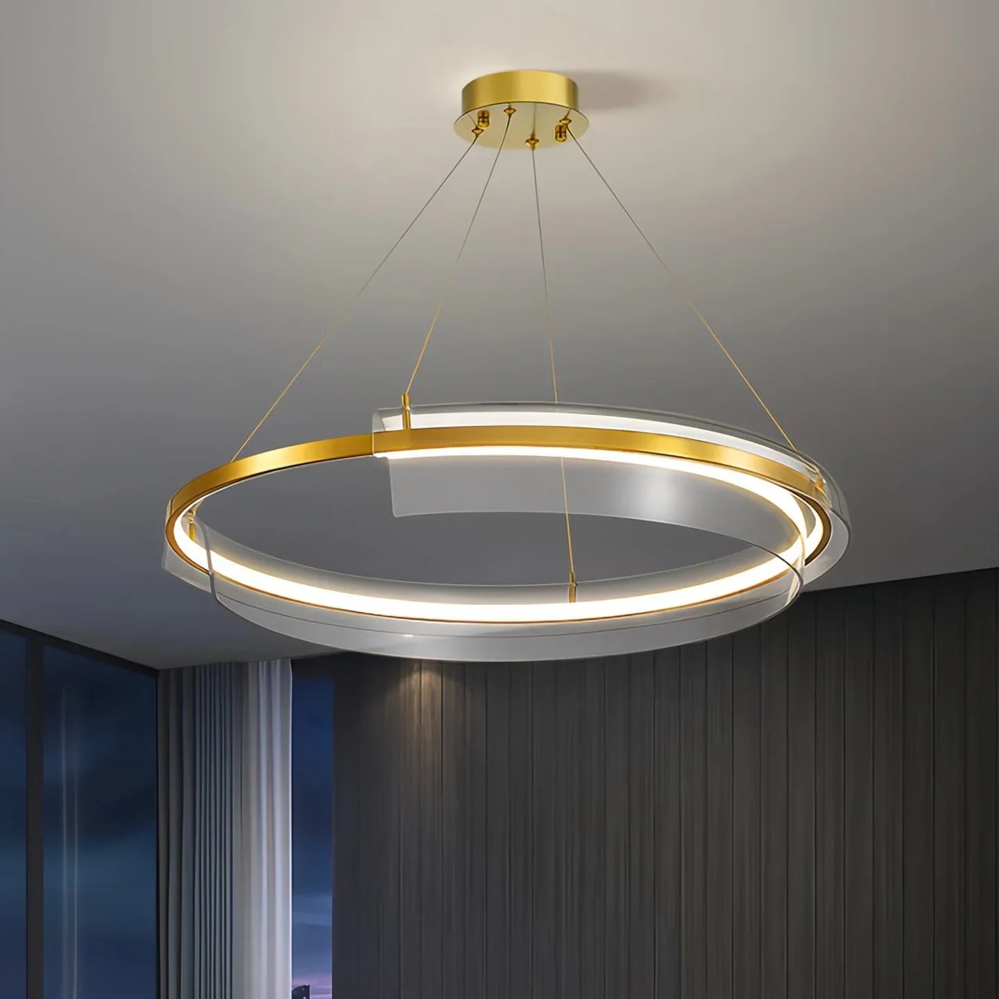 Feyran Iron Acrylic Circular Chandelier for Living Room