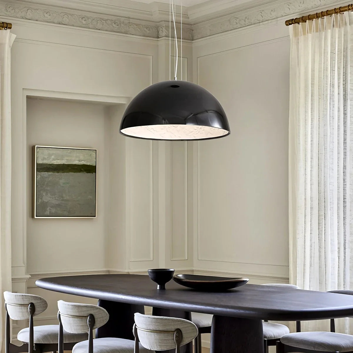 Feyran Italian Semi-Circular Gypsum Relief Pendant Light