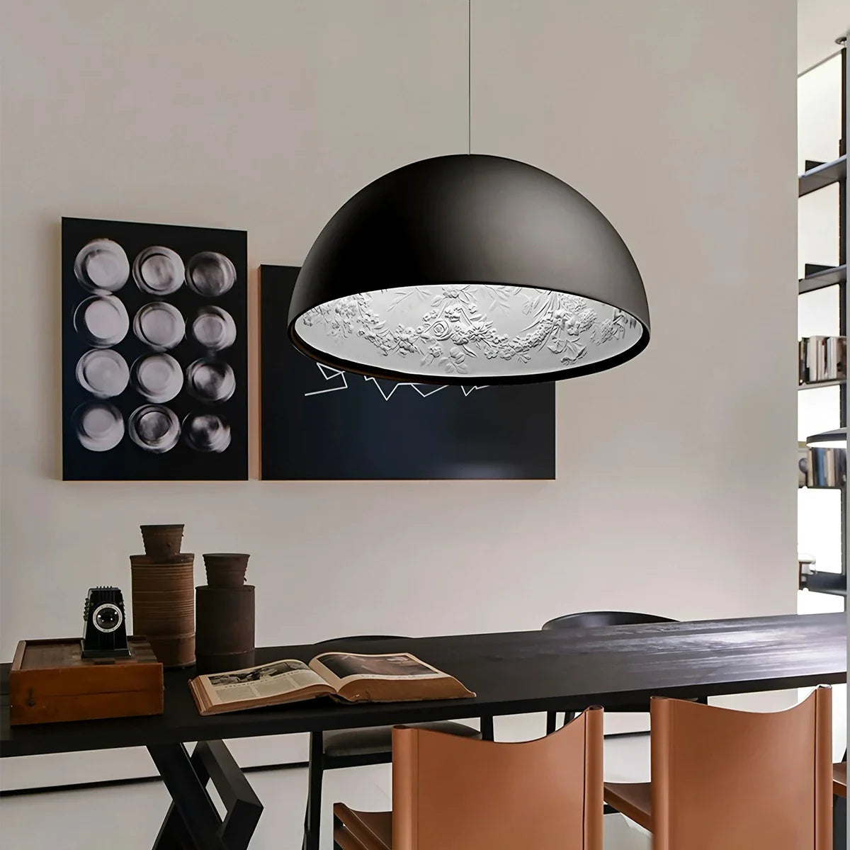 Feyran Italian Semi-Circular Gypsum Relief Pendant Light