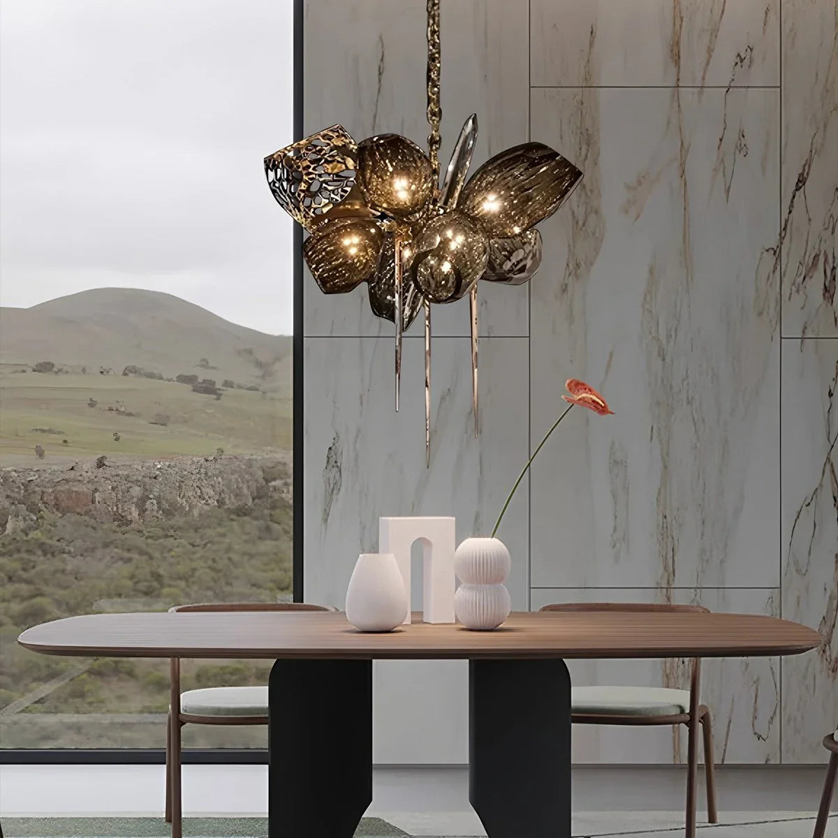 Feyran Kallisto Sculptural Glass Chandelier for Dining Room