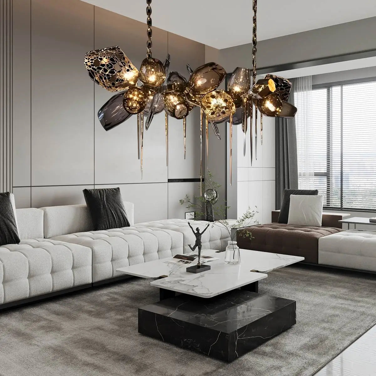 Feyran Kallisto Sculptural Glass Chandelier for Dining Room