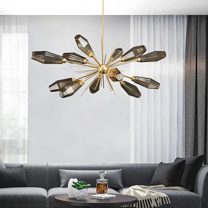 Feyran Kristal Rock Glass Chandelier for Dining Room
